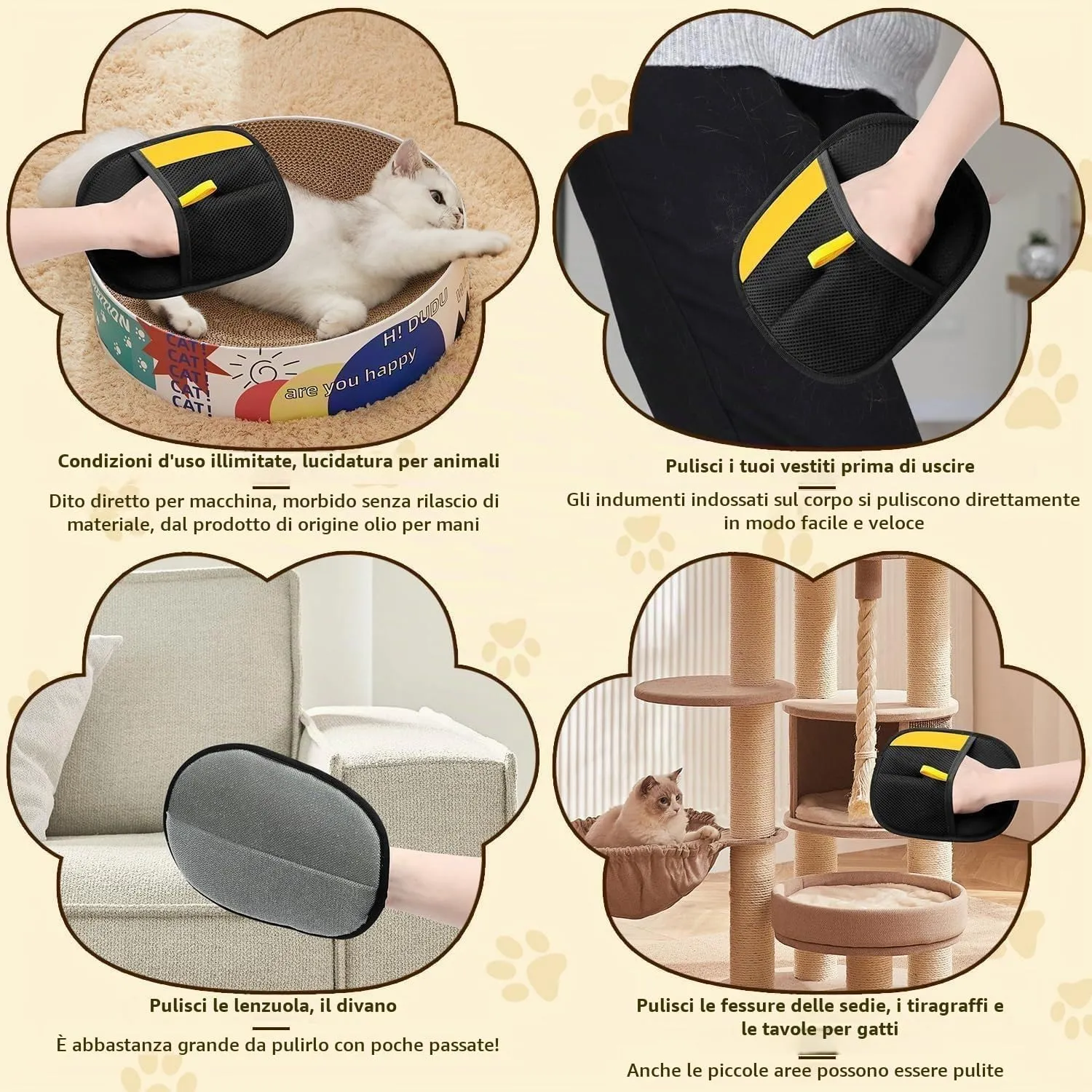 SKELUOZIEU Guanti magnetici per rimozione peli di cani e gatti, per tappeti e divani, nero, 2 pezzi - immagine 6