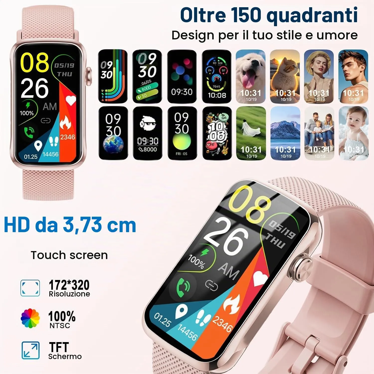 Matast Smartwatch 2026, Fitness Tracker con Cardiofrequenzimetro, Sonno e Contapassi, Schermo HD 1.47", Chiamate Bluetooth, IP68, Oro rosa brillante - immagine 2
