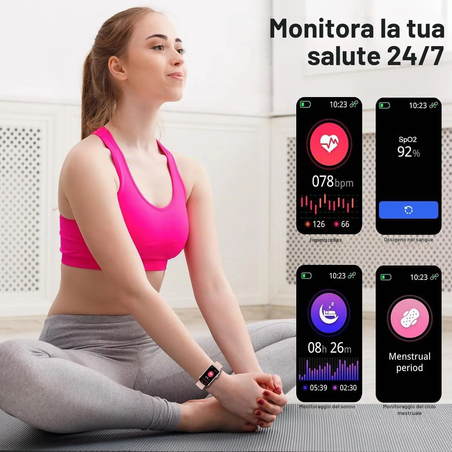 Matast Smartwatch 2026, Fitness Tracker con Cardiofrequenzimetro, Sonno e Contapassi, Schermo HD 1.47", Chiamate Bluetooth, IP68, Oro rosa brillante - immagine 4
