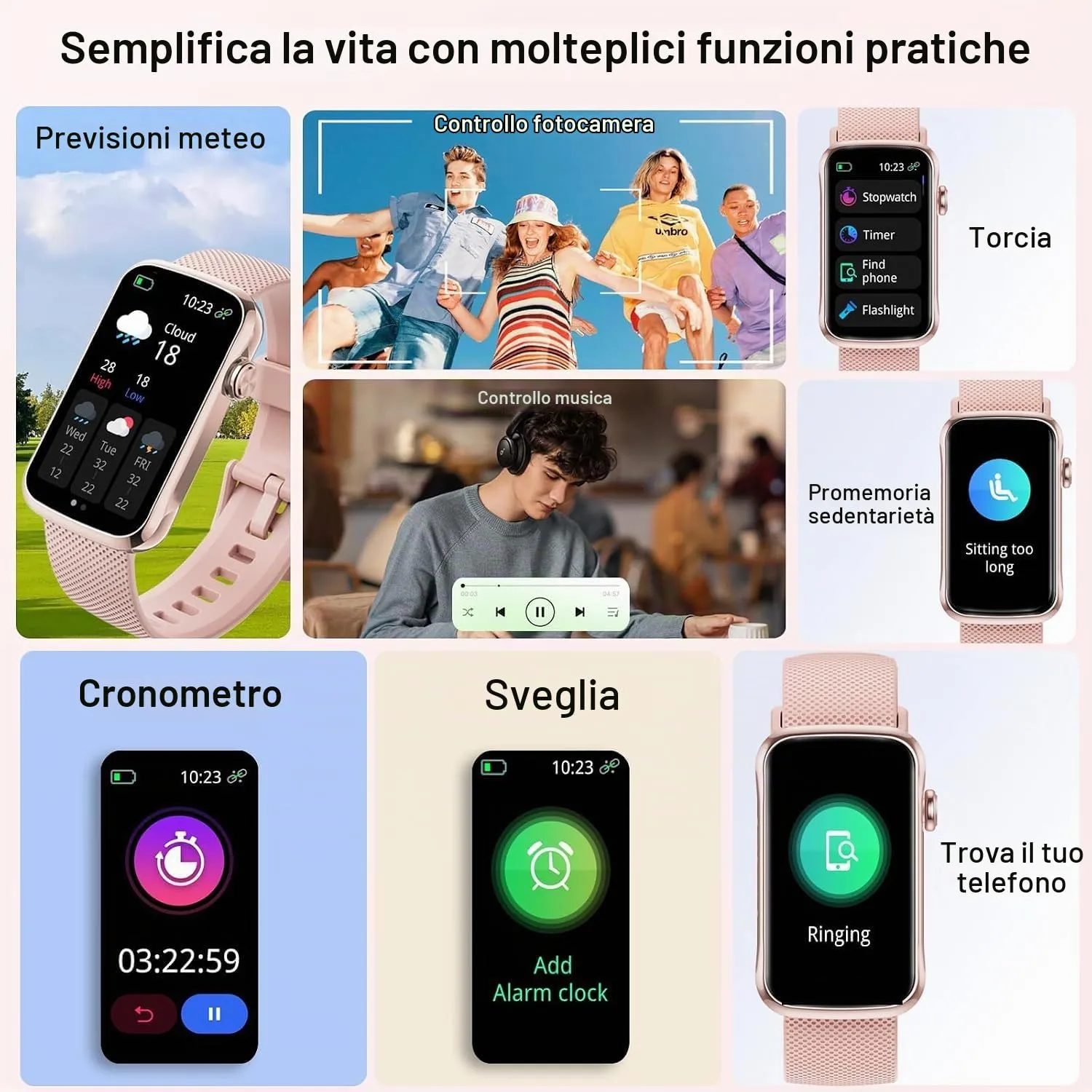 Matast Smartwatch 2026, Fitness Tracker con Cardiofrequenzimetro, Sonno e Contapassi, Schermo HD 1.47", Chiamate Bluetooth, IP68, Oro rosa brillante - immagine 6