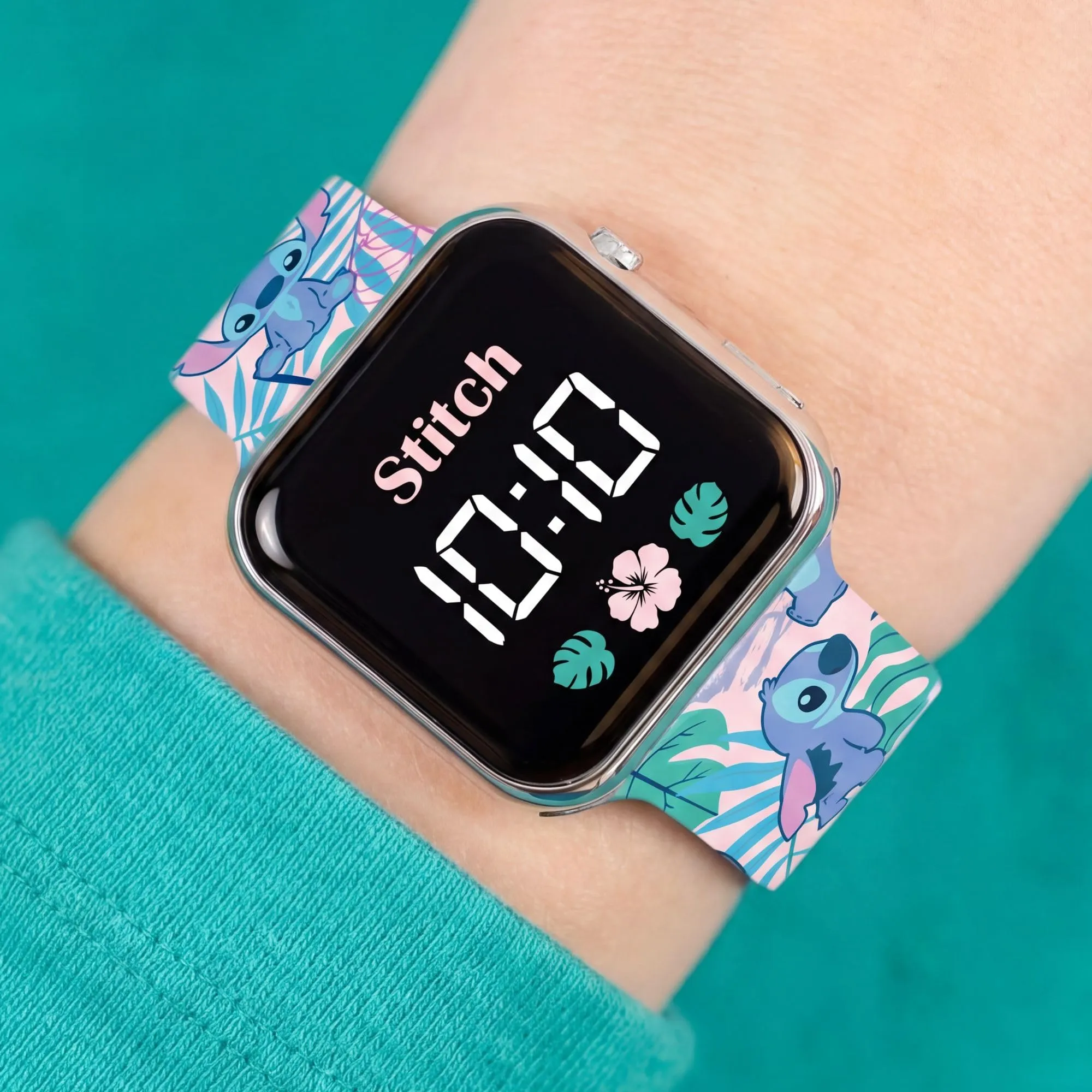 Disney Lilo & Stitch LAS4091 Orologio LED al quarzo con cinturino in silicone blu, Multicolore - immagine 2