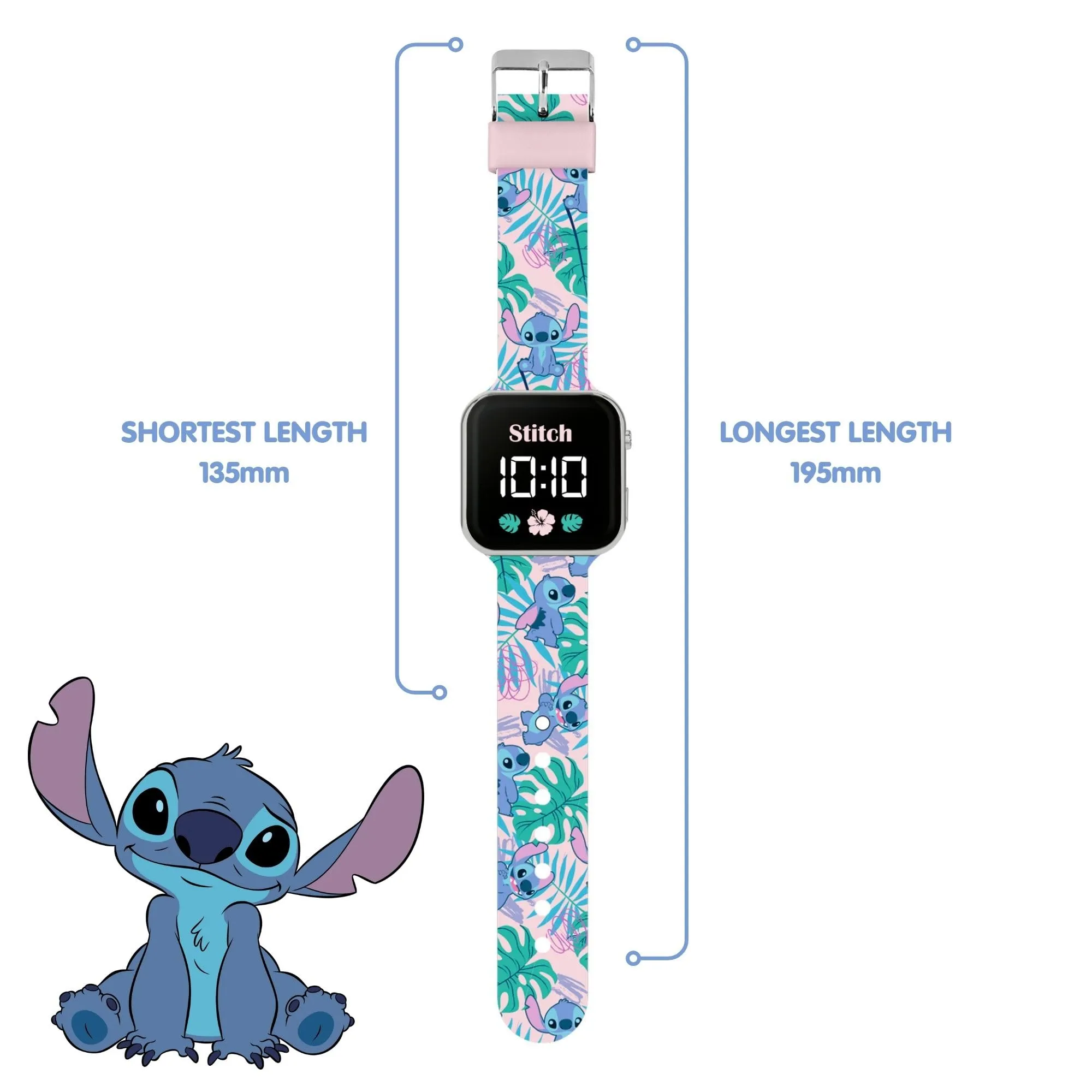 Disney Lilo & Stitch LAS4091 Orologio LED al quarzo con cinturino in silicone blu, Multicolore - immagine 4