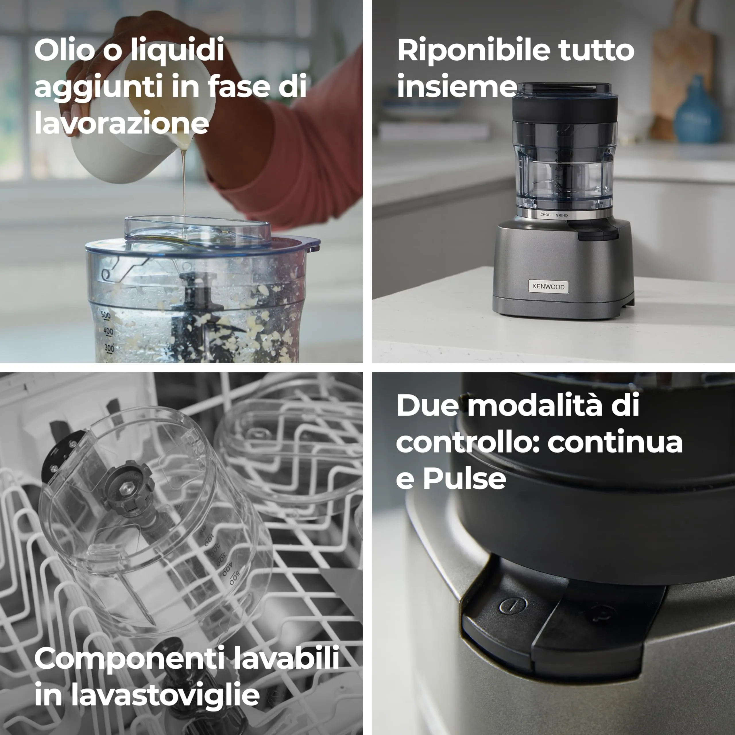 Kenwood Duo Prep CHP80.000SI Tritatutto e Macinino 2-in-1, 800W, Argento - immagine 4