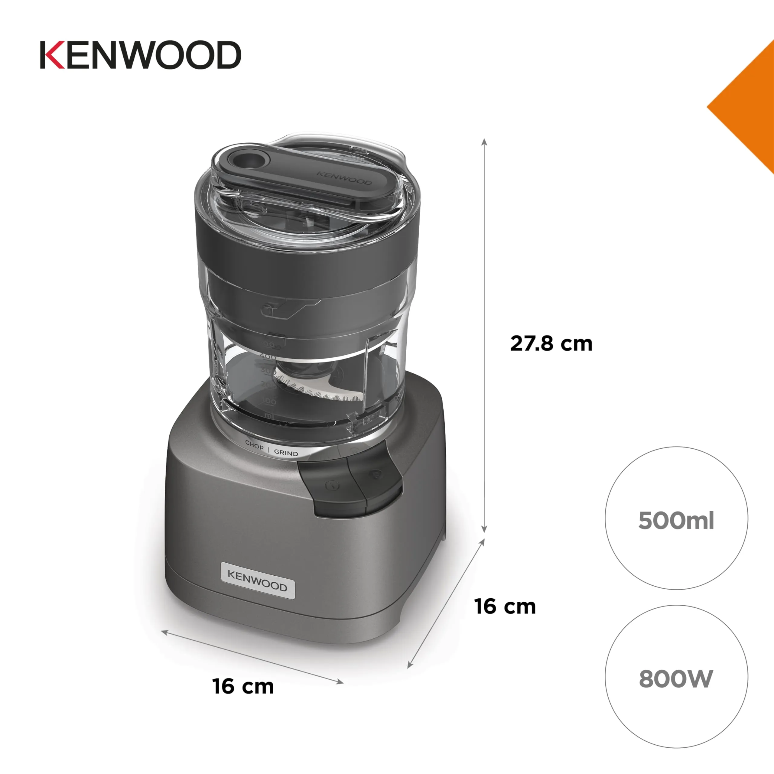 Kenwood Duo Prep CHP80.000SI Tritatutto e Macinino 2-in-1, 800W, Argento - immagine 5