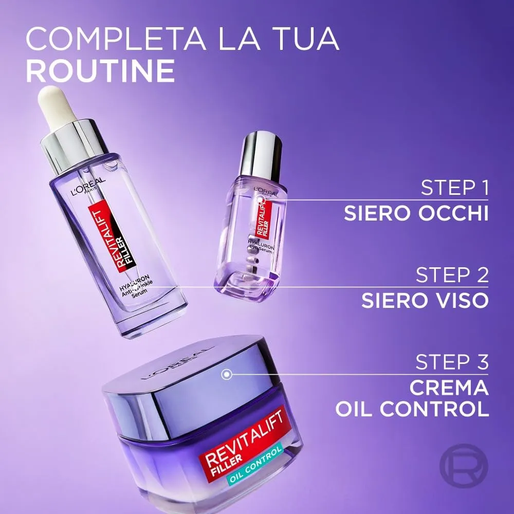 L'Oréal Paris Revitalift Filler Crema Anti-Lucidità Oil Control con Acido Ialuronico e Salicilico, 50 ml - immagine 7