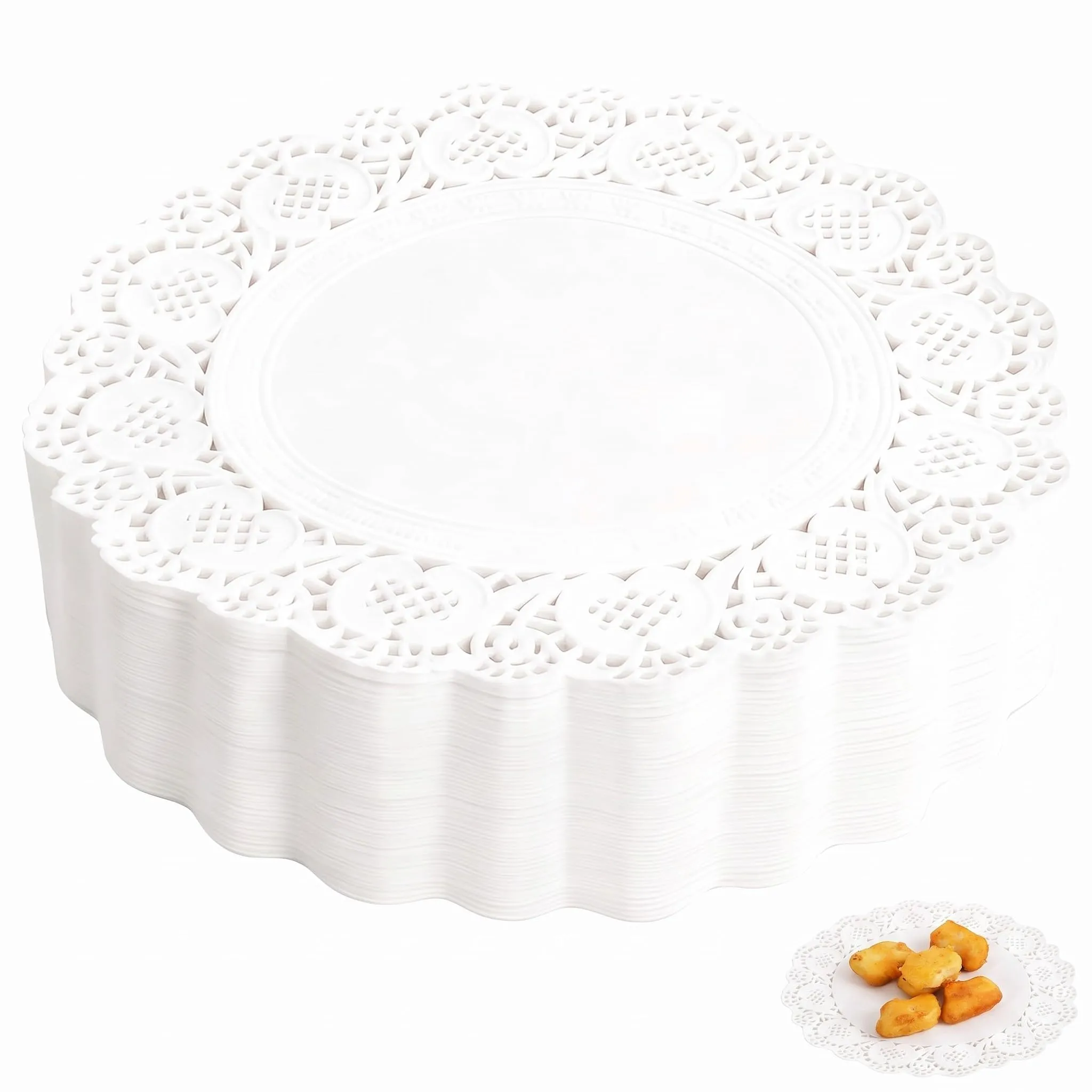 FIQLUL Centrini di Carta Pizzo Rotondi, 11.4 cm, 250 Pezzi, Bianco - immagine 1