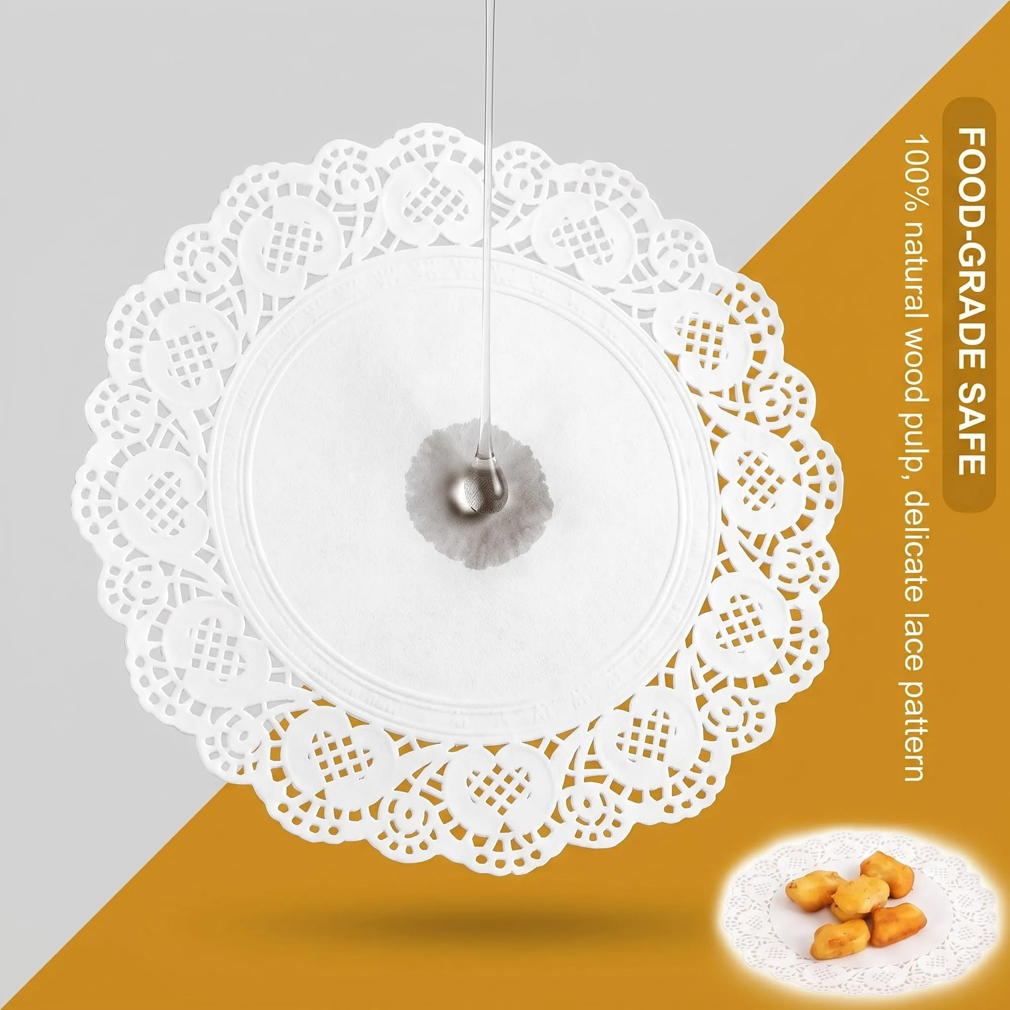 FIQLUL Centrini di Carta Pizzo Rotondi, 11.4 cm, 250 Pezzi, Bianco - immagine 3