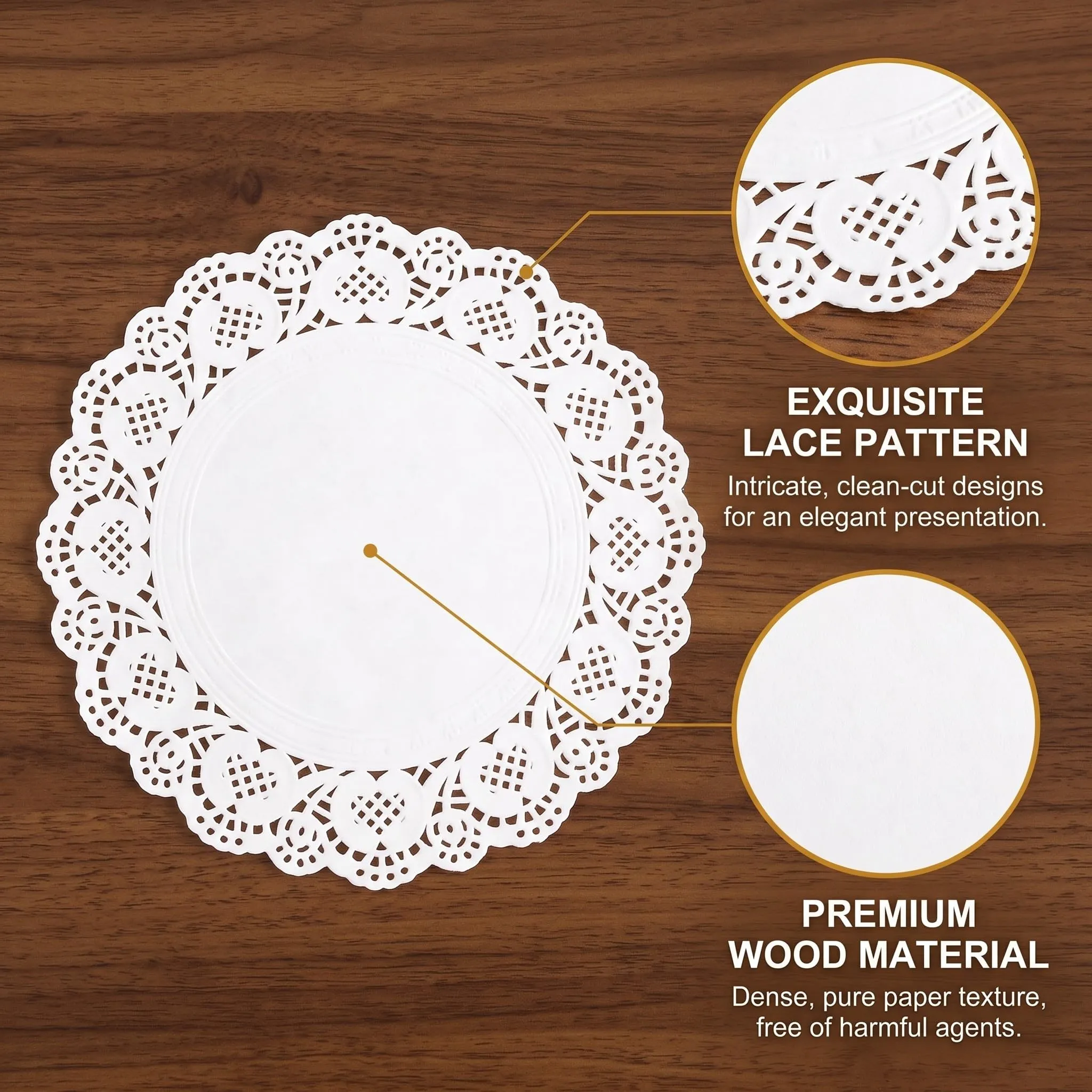 FIQLUL Centrini di Carta Pizzo Rotondi, 11.4 cm, 250 Pezzi, Bianco - immagine 8