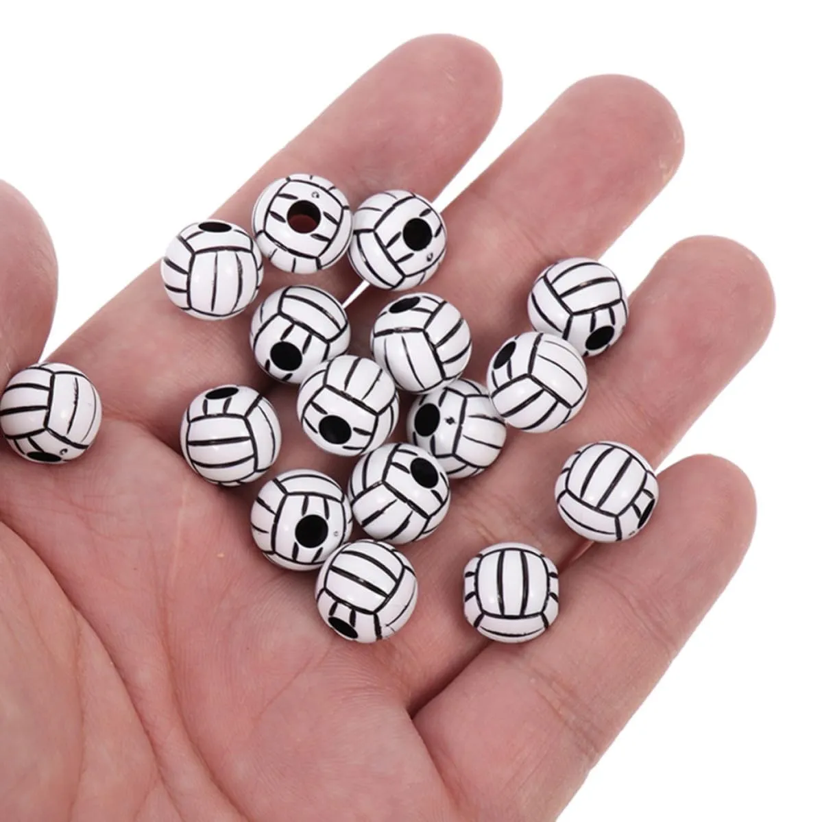 SUPVOX 200 Pezzi Perline Acriliche a Forma di Pallone da Pallavolo per Braccialetti e Collane Fai da Te - immagine 4