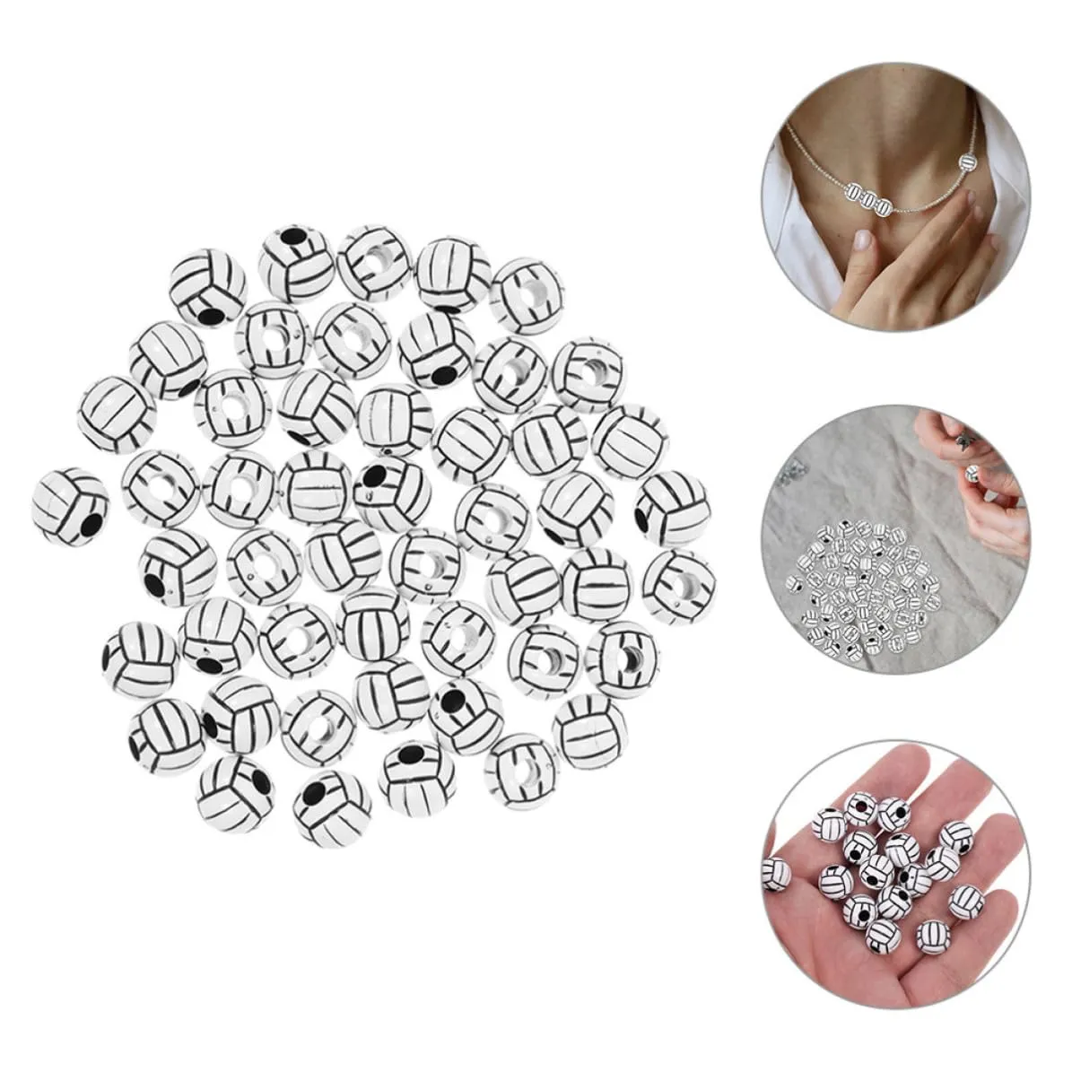 SUPVOX 200 Pezzi Perline Acriliche a Forma di Pallone da Pallavolo per Braccialetti e Collane Fai da Te - immagine 9