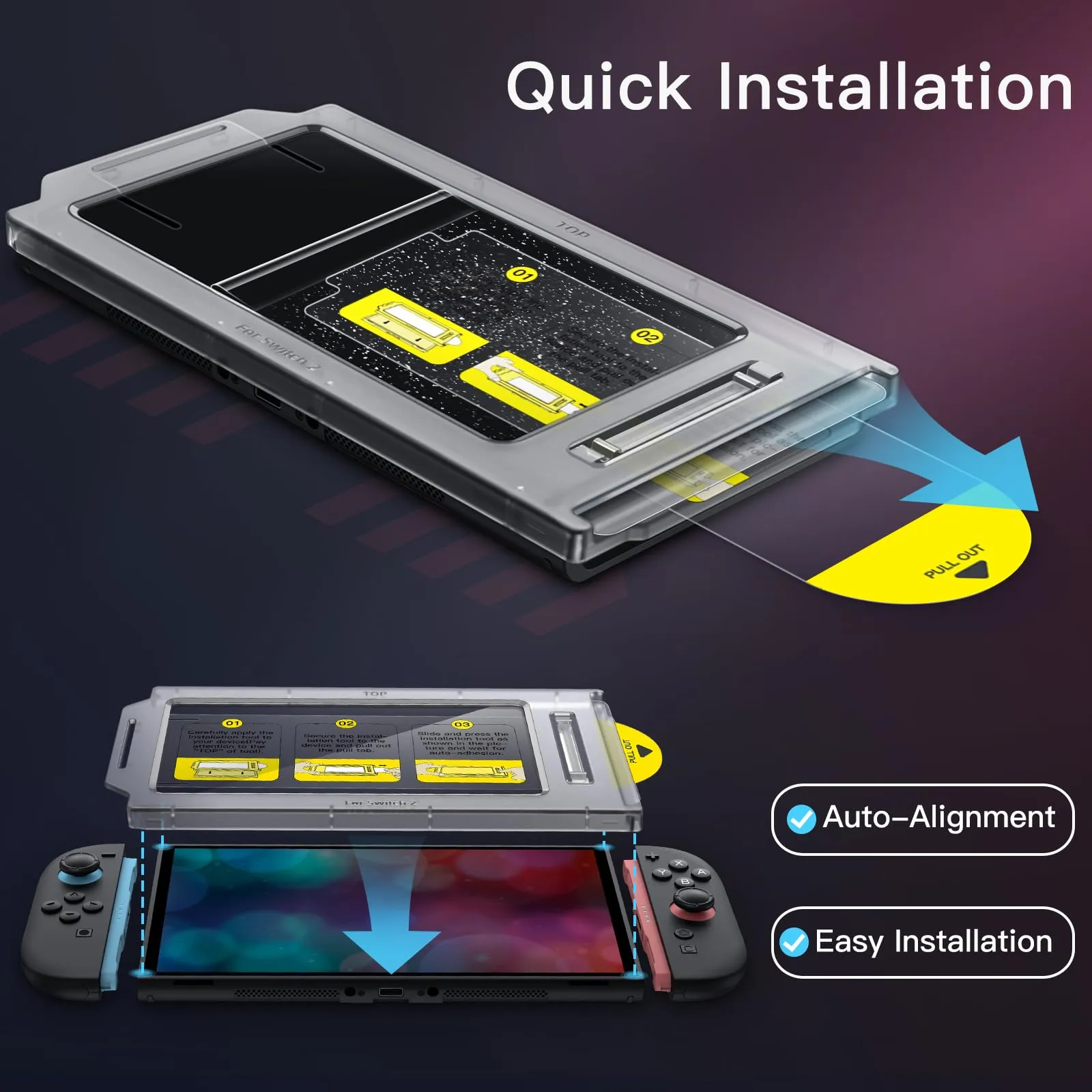 JETech Pellicola Protettiva in Vetro Temperato per Nintendo Switch 2, 2 Pezzi, Trasparente - immagine 3