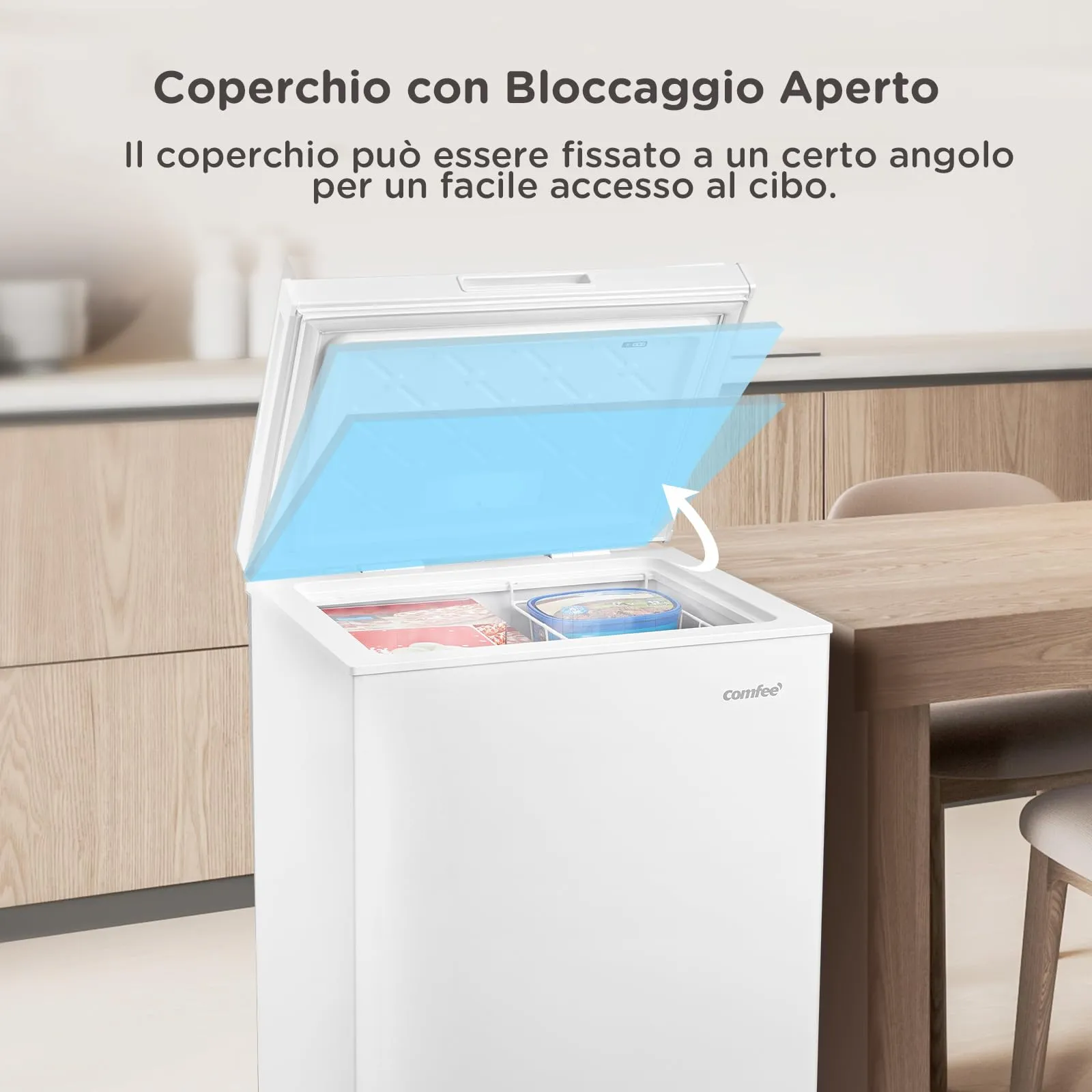 COMFEE' Congelatore a Pozzetto 2 in 1 198L RCC202WH2EU(E), Bianco - immagine 5