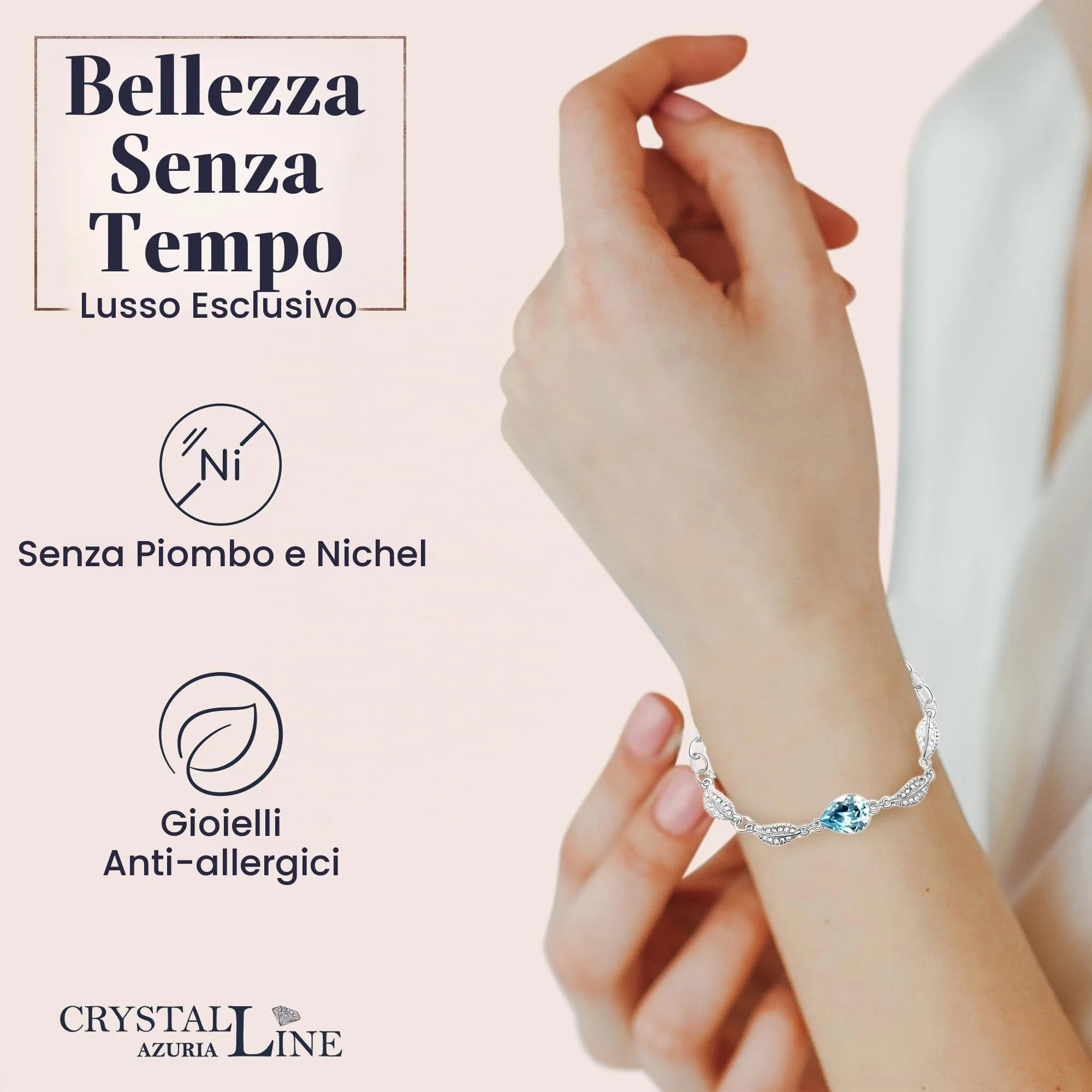 Crystalline Azuria Donna Parure Collana Orecchini Bracciale 18ct Placcato Oro Bianco Cristalli Blu Acquamarina simulato - immagine 3