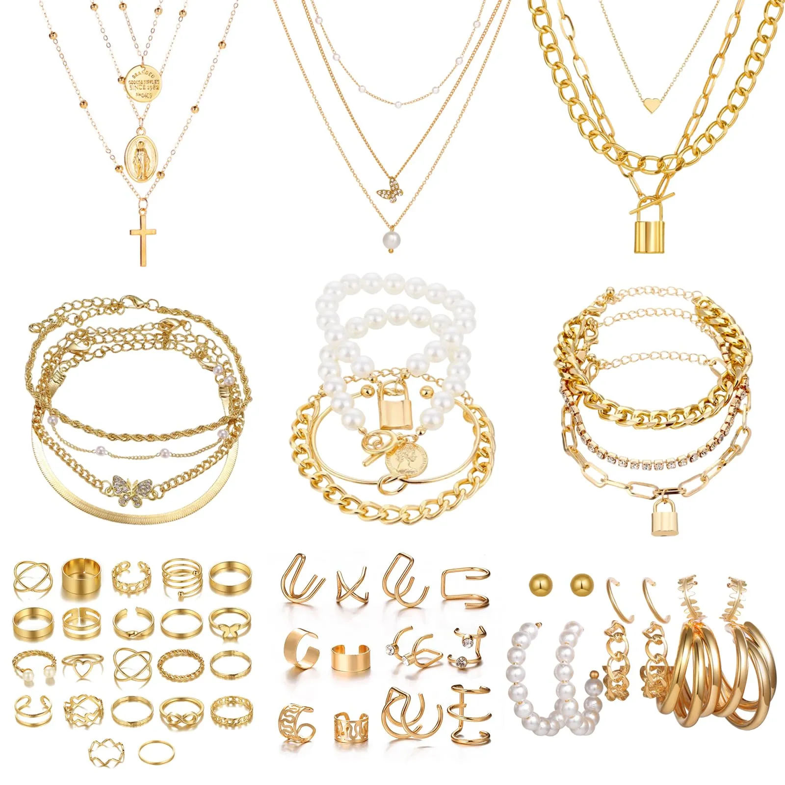JSTHHTT Set di Gioielli Oro da 60 Pezzi per Donna - immagine 1