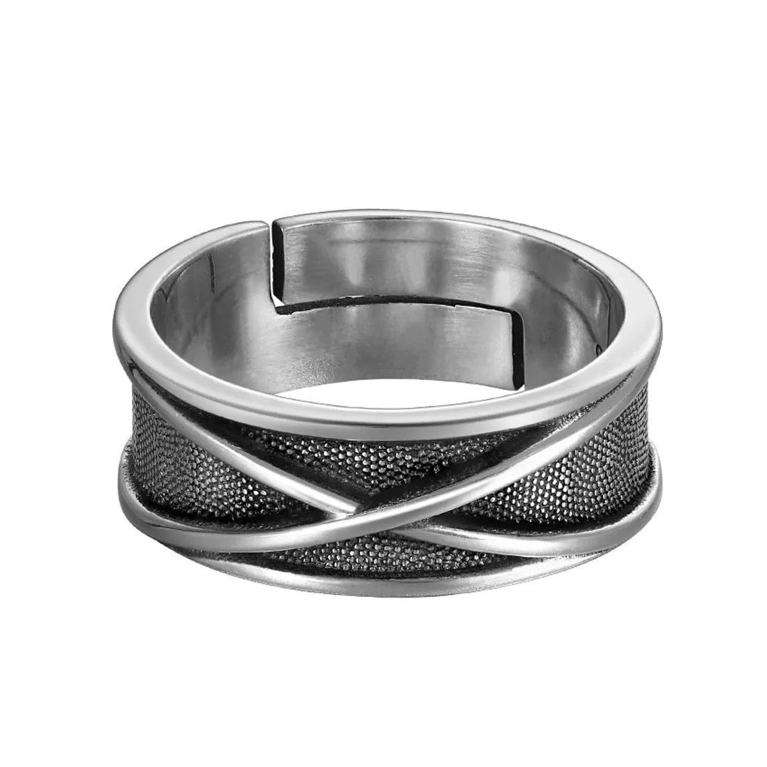ARHZ Anello Regolabile Intagliato Aperto Vintage per Uomo e Donna, Bianco, M - immagine 1