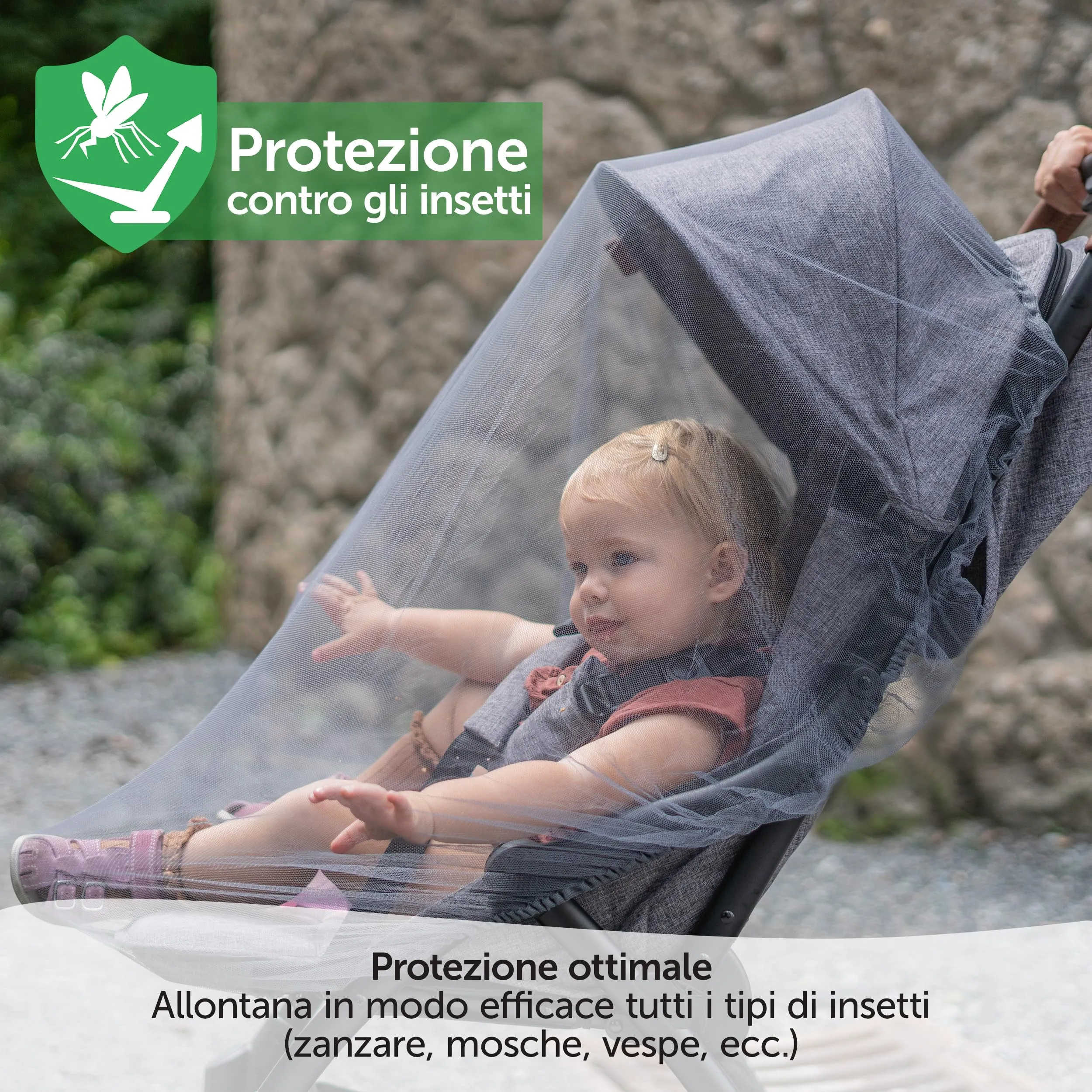 Zamboo Zanzariera Passeggino Universale, 120x60, Grigio Nero - immagine 2