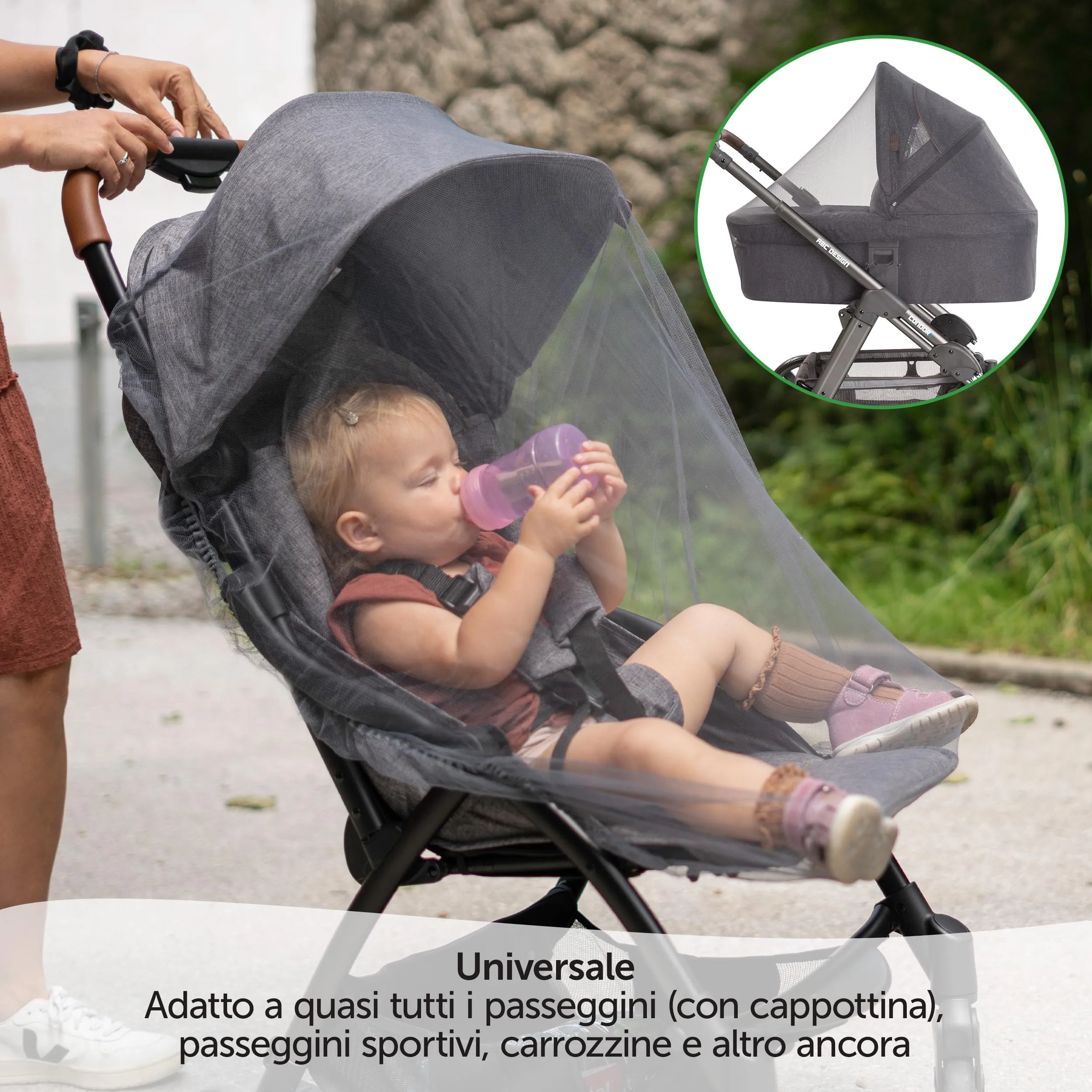 Zamboo Zanzariera Passeggino Universale, 120x60, Grigio Nero - immagine 3