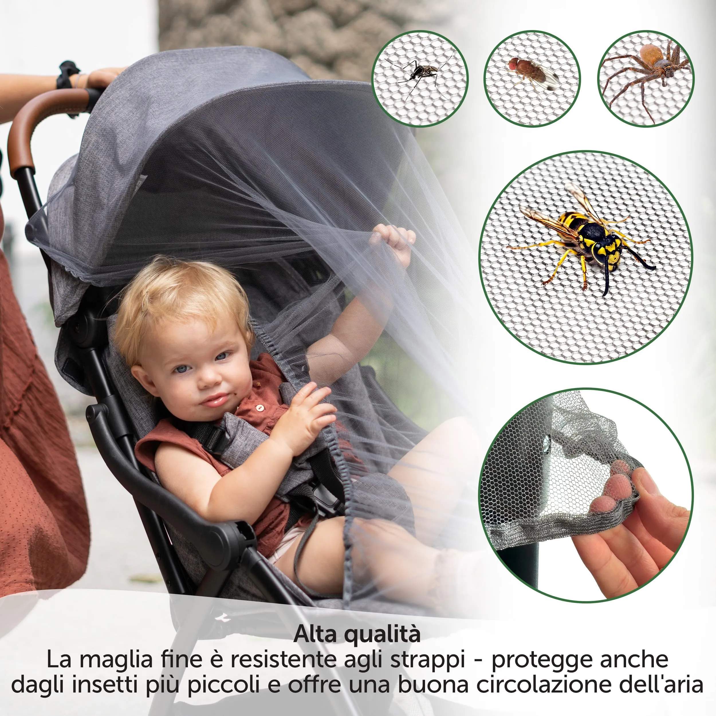 Zamboo Zanzariera Passeggino Universale, 120x60, Grigio Nero - immagine 5