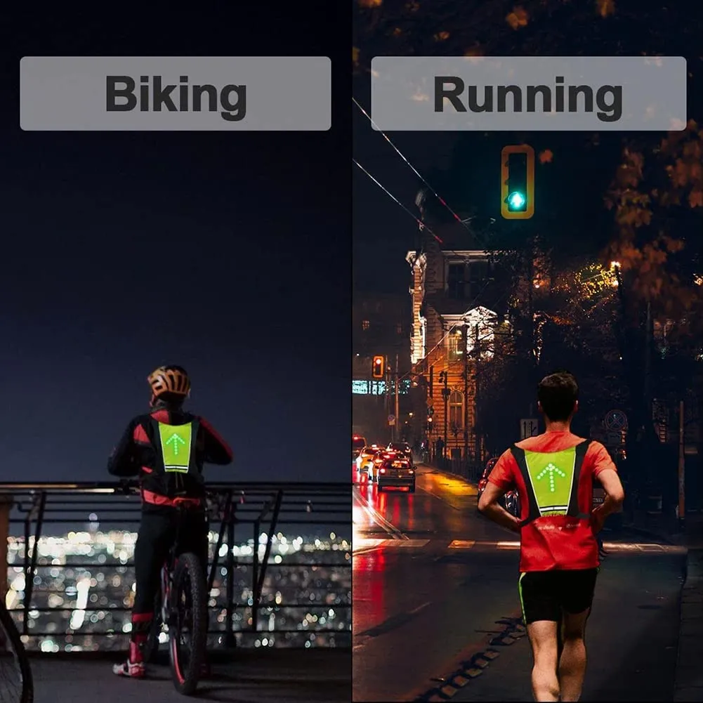 BEIEM Gilet Lampeggiante a LED Riflettente Ricaricabile con Indicatore di Direzione - immagine 6