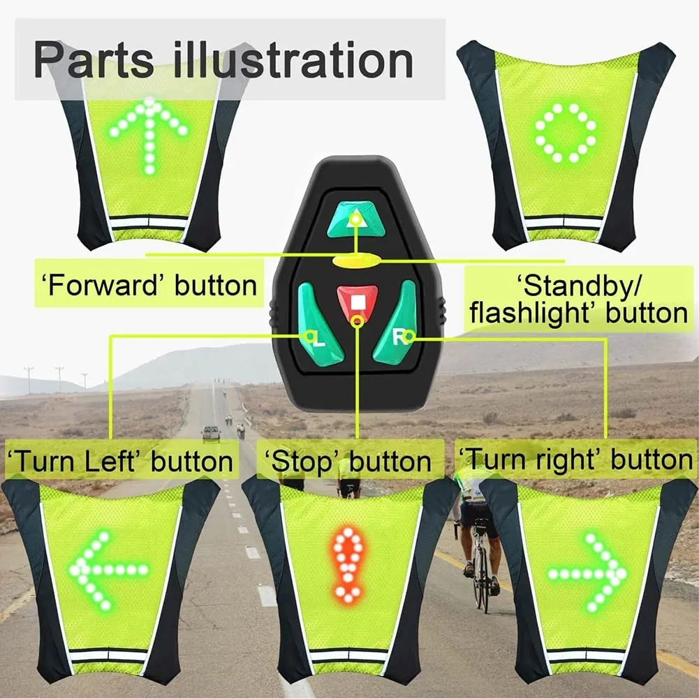 BEIEM Gilet Lampeggiante a LED Riflettente Ricaricabile con Indicatore di Direzione - immagine 7