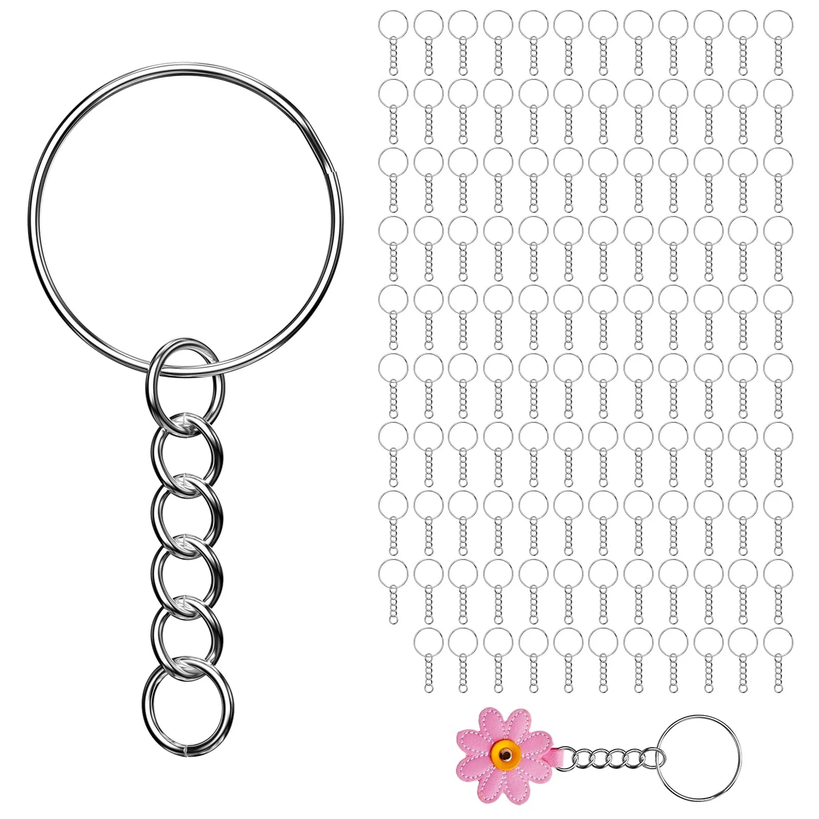Avesteir Anelli Portachiavi con Catena in Metallo, 120 Pezzi (25 mm) - immagine 1