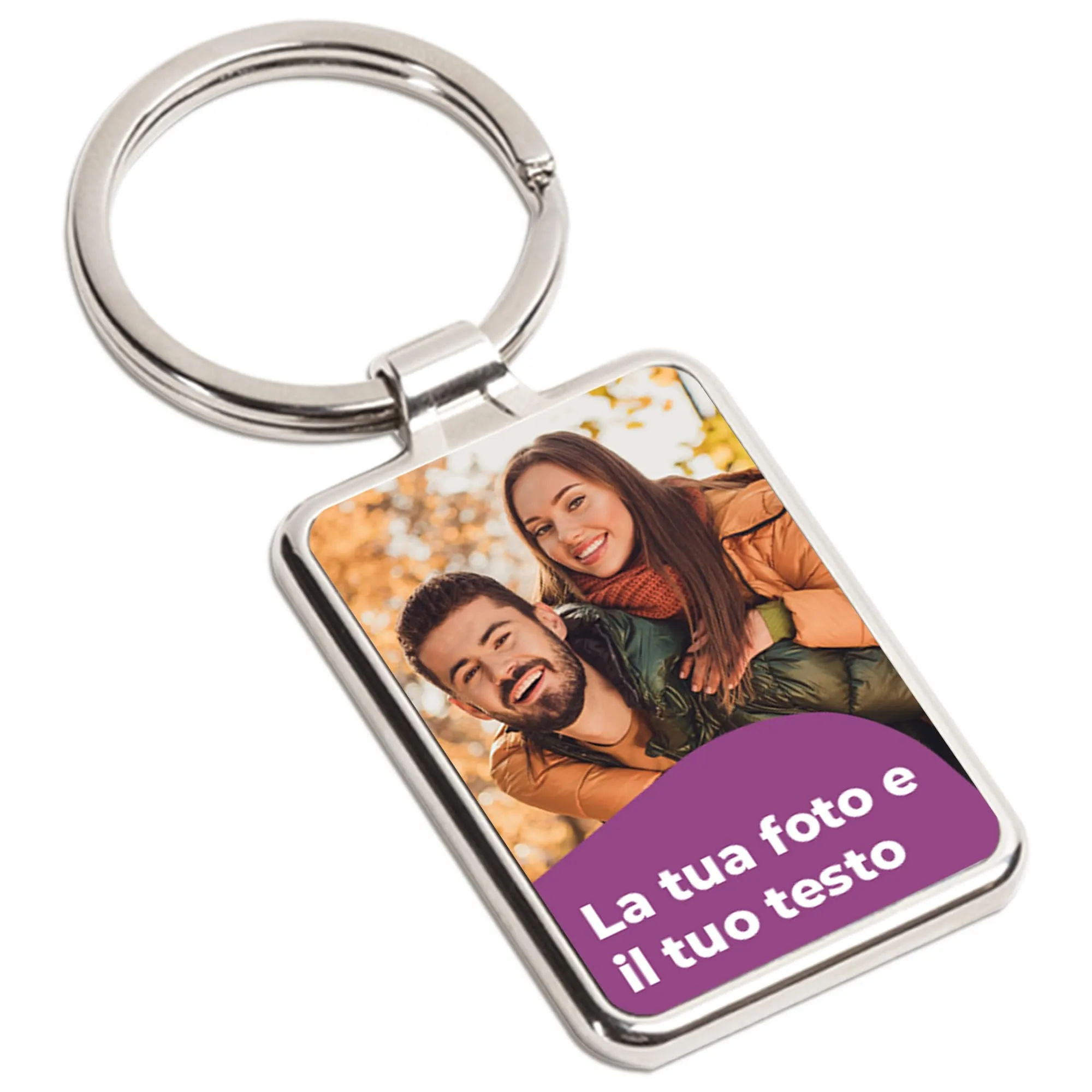Cimpress Portachiavi Personalizzato con Foto e Testo, 7,5 x 3 cm, Bianco - immagine 1