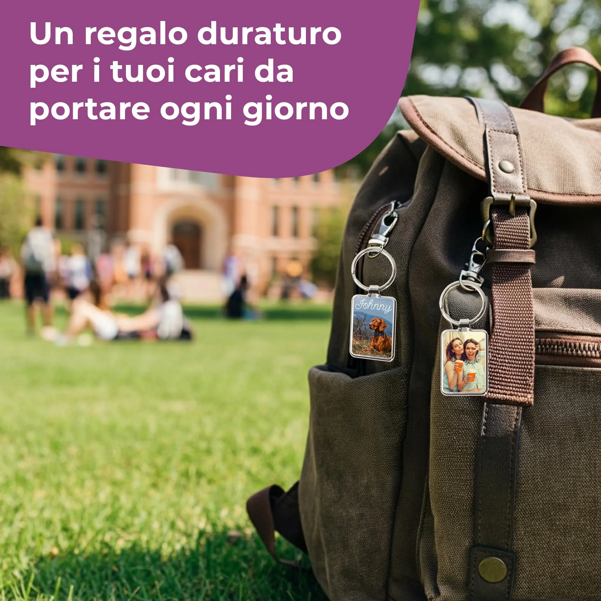Cimpress Portachiavi Personalizzato con Foto e Testo, 7,5 x 3 cm, Bianco - immagine 4