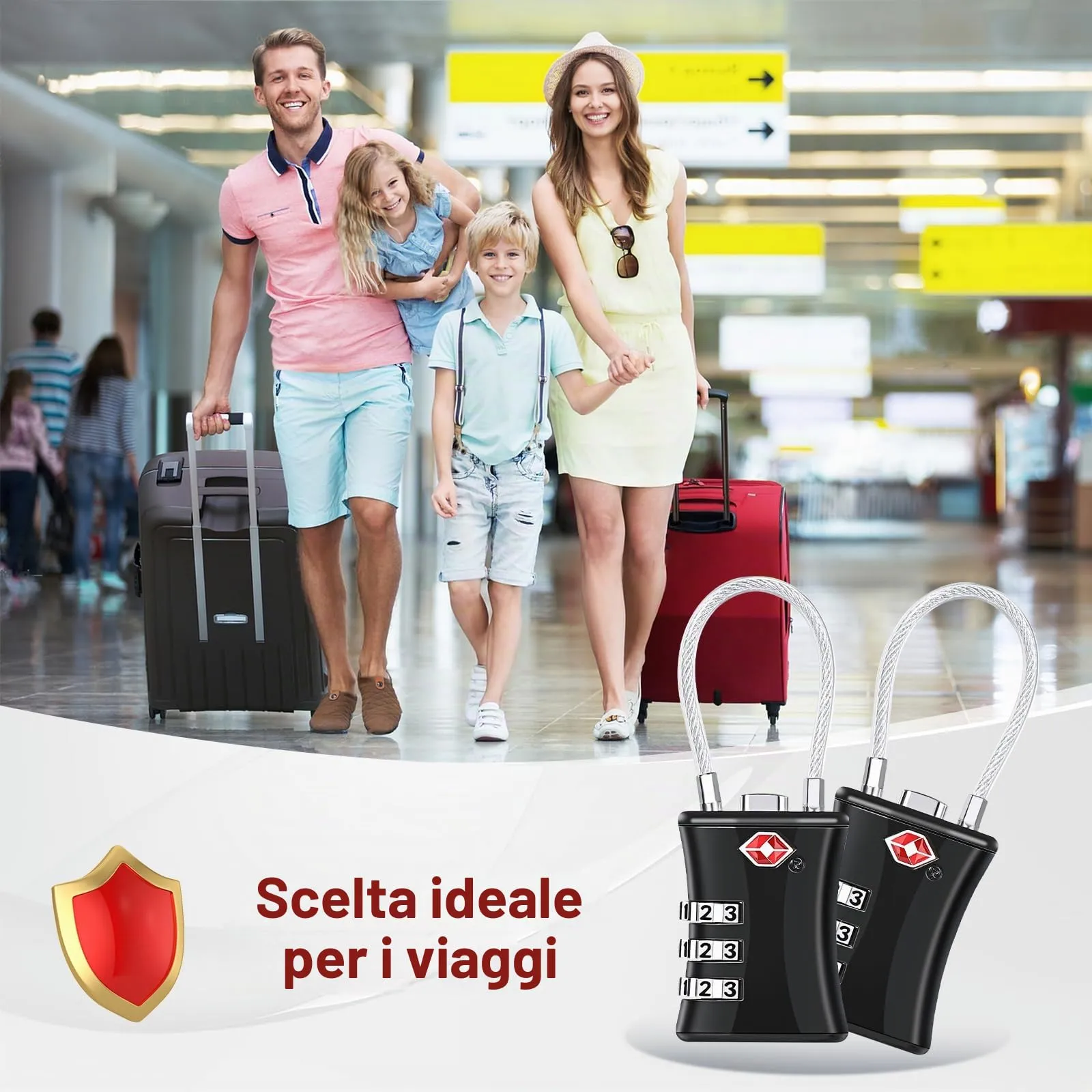Oderra Lucchetto TSA, 2 Pezzi, Nero - immagine 6