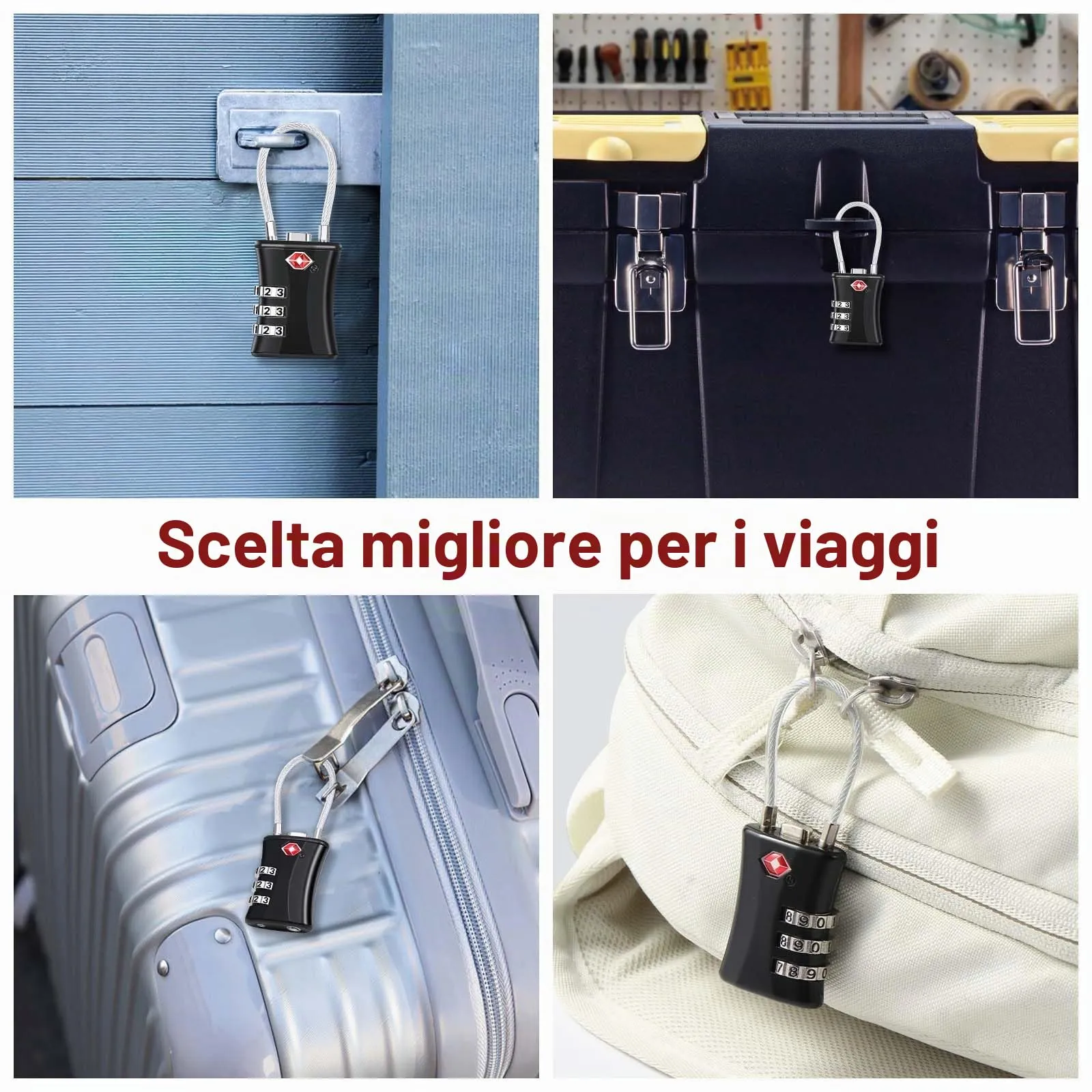 Oderra Lucchetto TSA, 2 Pezzi, Nero - immagine 7