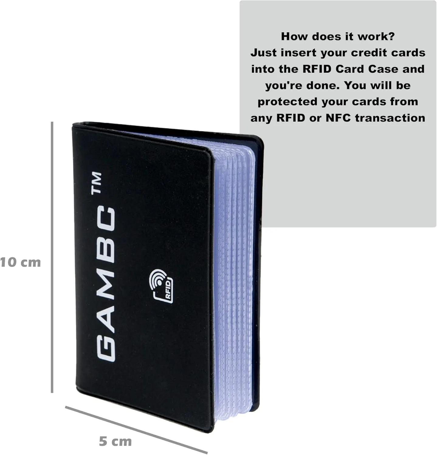 GAMBC Porta carte di credito uomo schermato RFID in plastica semirigida, fino a 8 carte, Nero - immagine 3