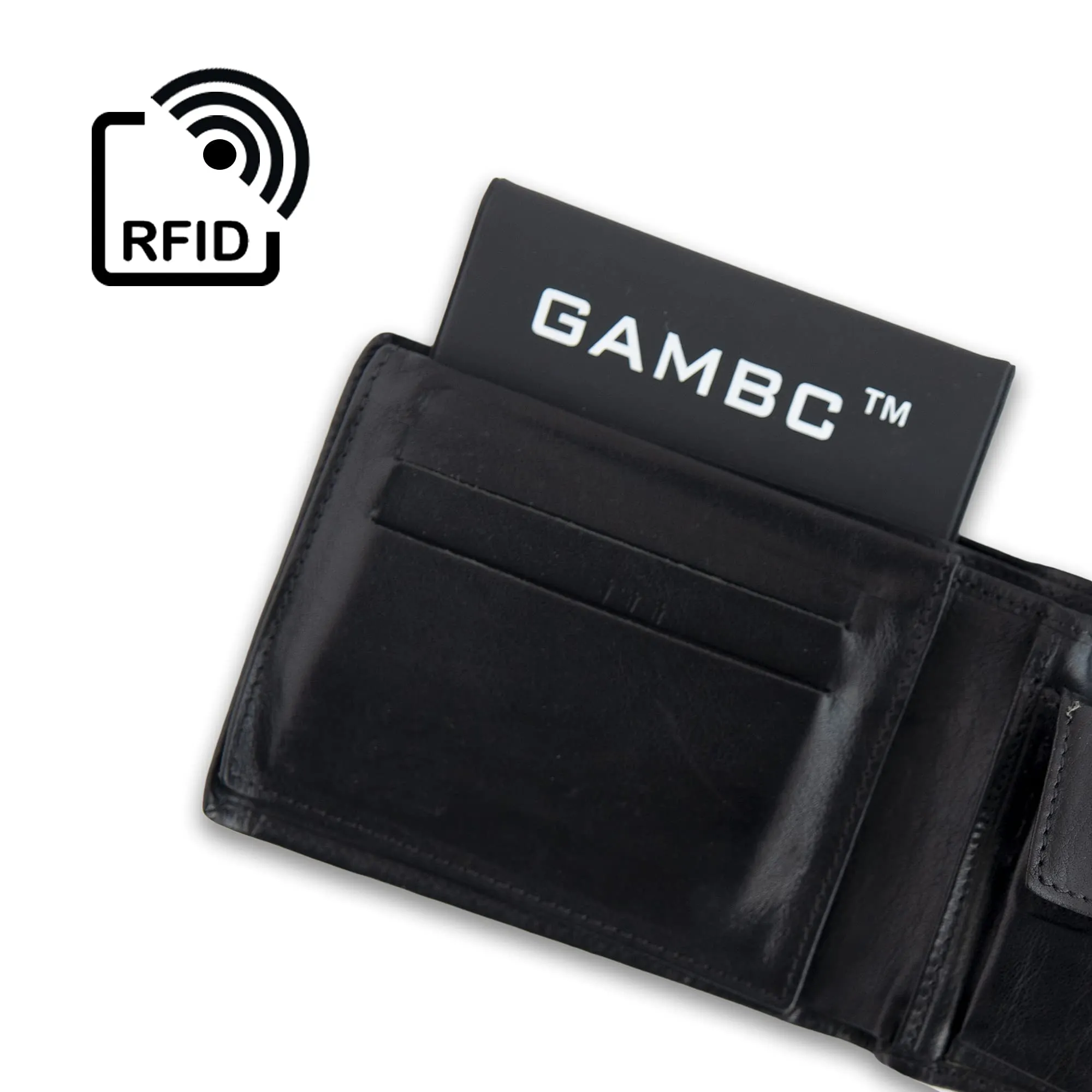 GAMBC Porta carte di credito uomo schermato RFID in plastica semirigida, fino a 8 carte, Nero - immagine 5