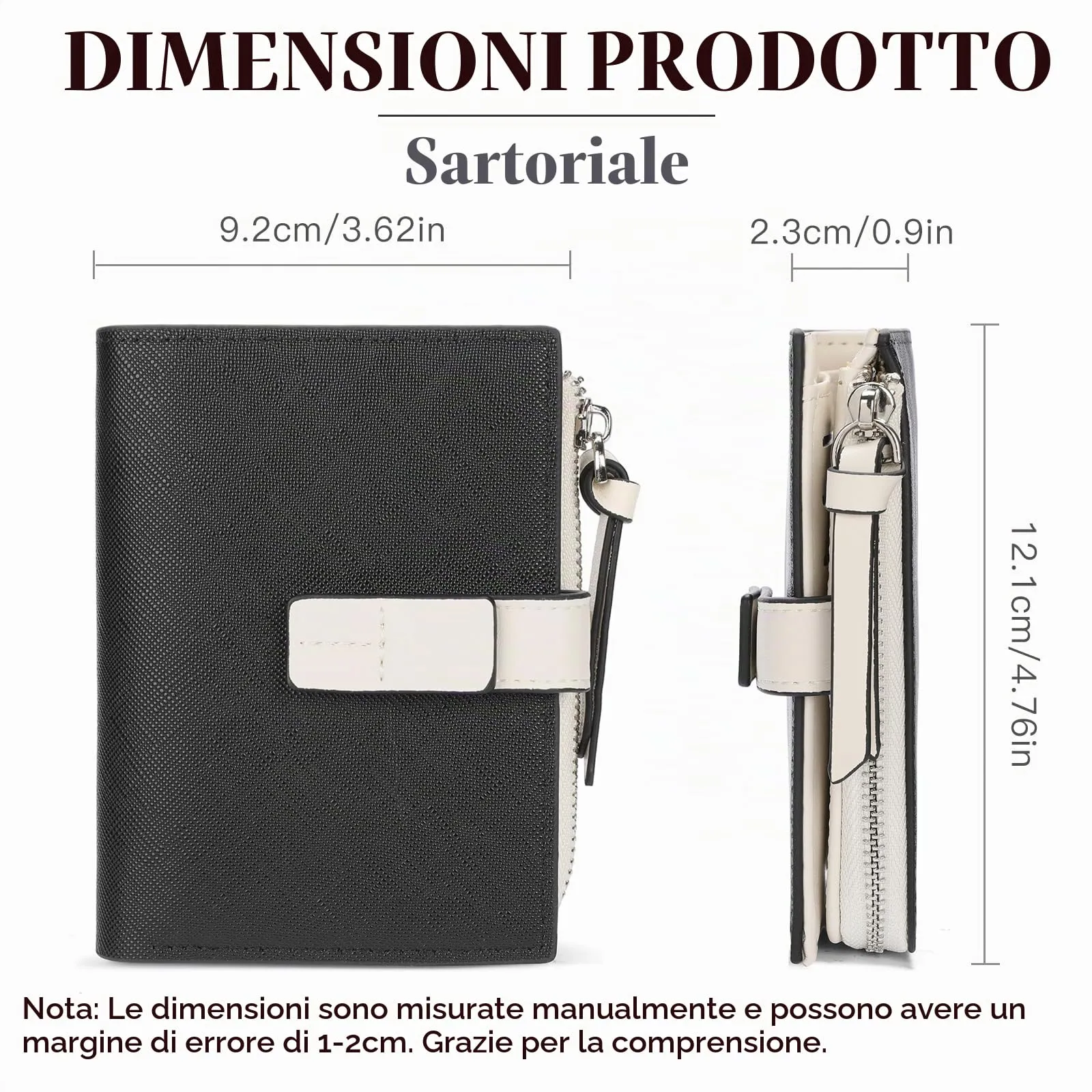 SENDEFN Portafoglio Donna Piccolo con Blocco RFID e Cerniera, Nero - immagine 3
