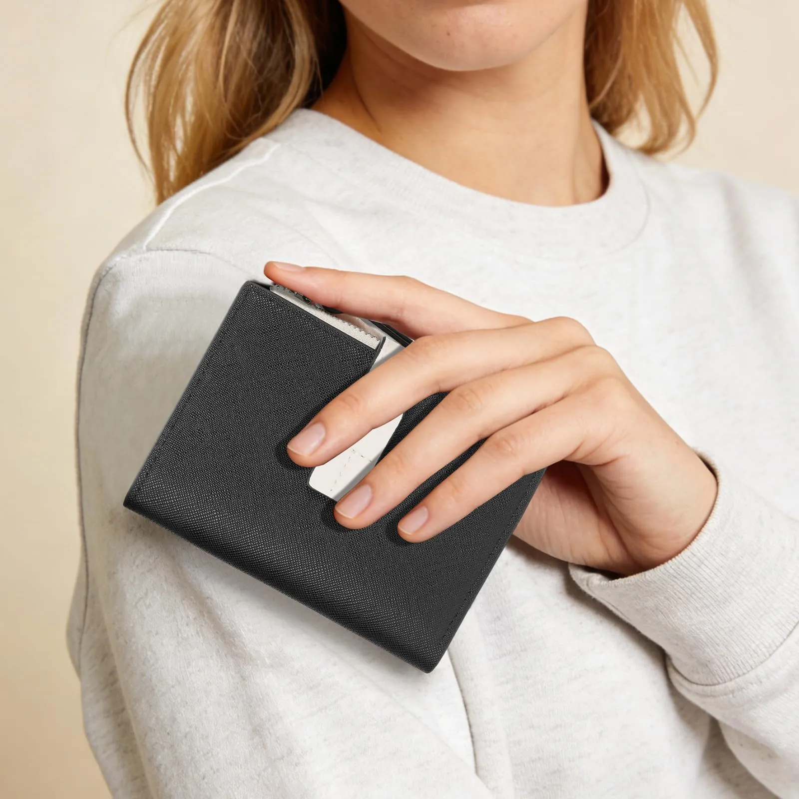 SENDEFN Portafoglio Donna Piccolo con Blocco RFID e Cerniera, Nero - immagine 8