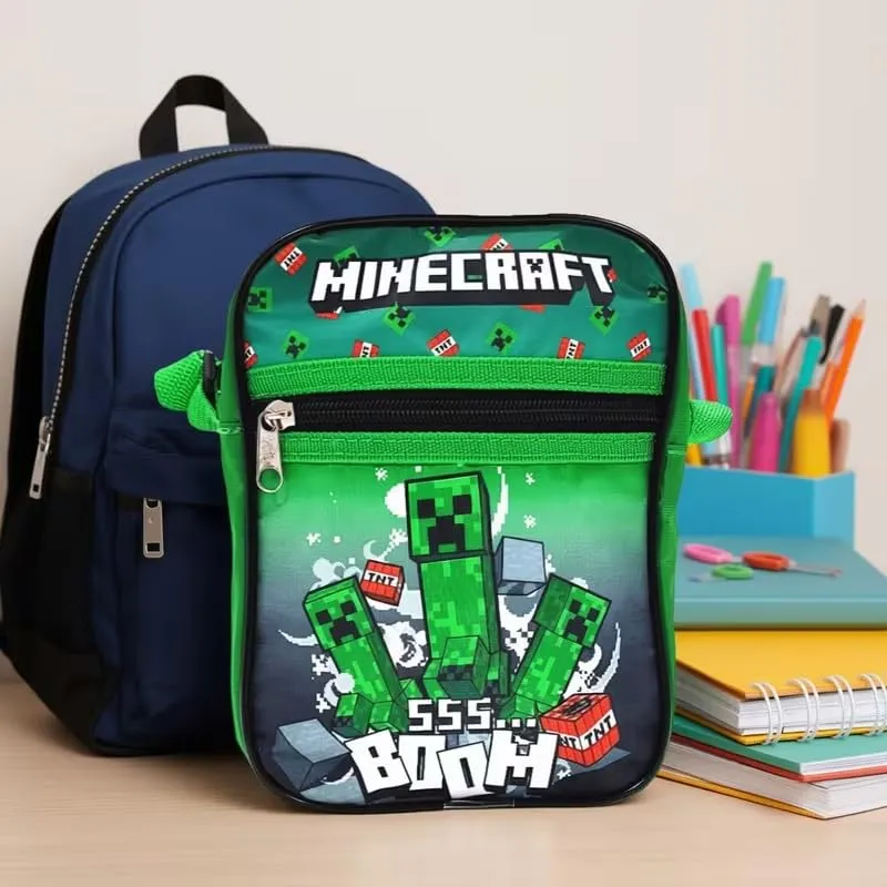 Minecraft Borsello Marsupio a Tracolla per Bambino e Ragazzo, Verde, 18 x 11 x 2 cm - immagine 3