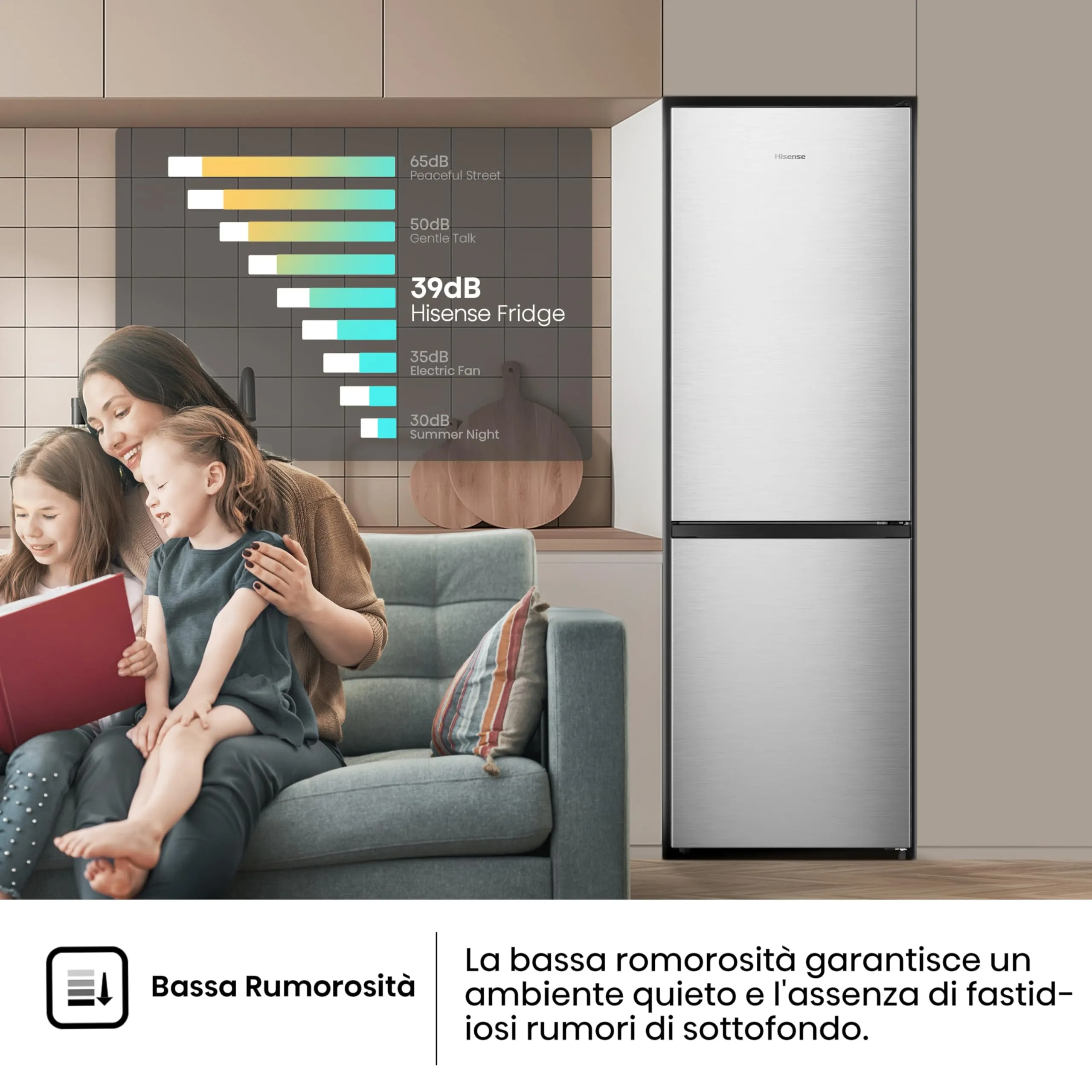 Hisense MC60300IE Frigorifero Combinato Total No Frost, 304 Litri, Classe E, Inox - immagine 5