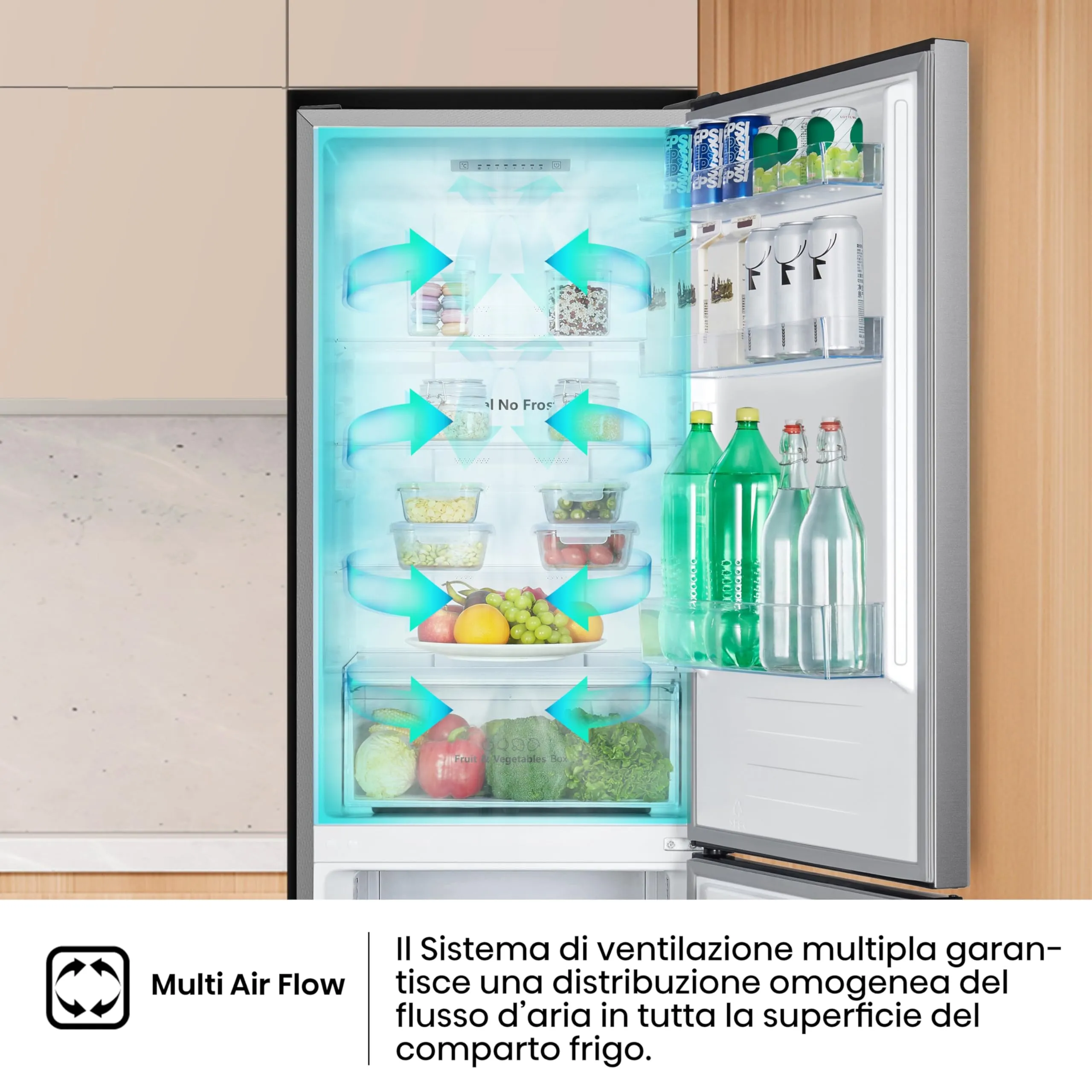 Hisense MC60300IE Frigorifero Combinato Total No Frost, 304 Litri, Classe E, Inox - immagine 7