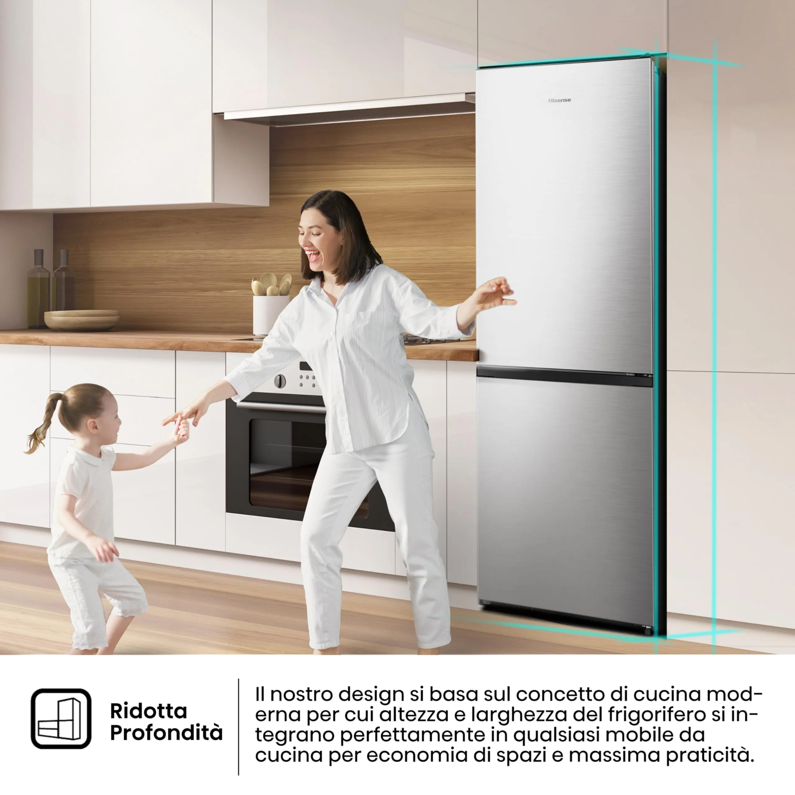 Hisense MC60300IE Frigorifero Combinato Total No Frost, 304 Litri, Classe E, Inox - immagine 11