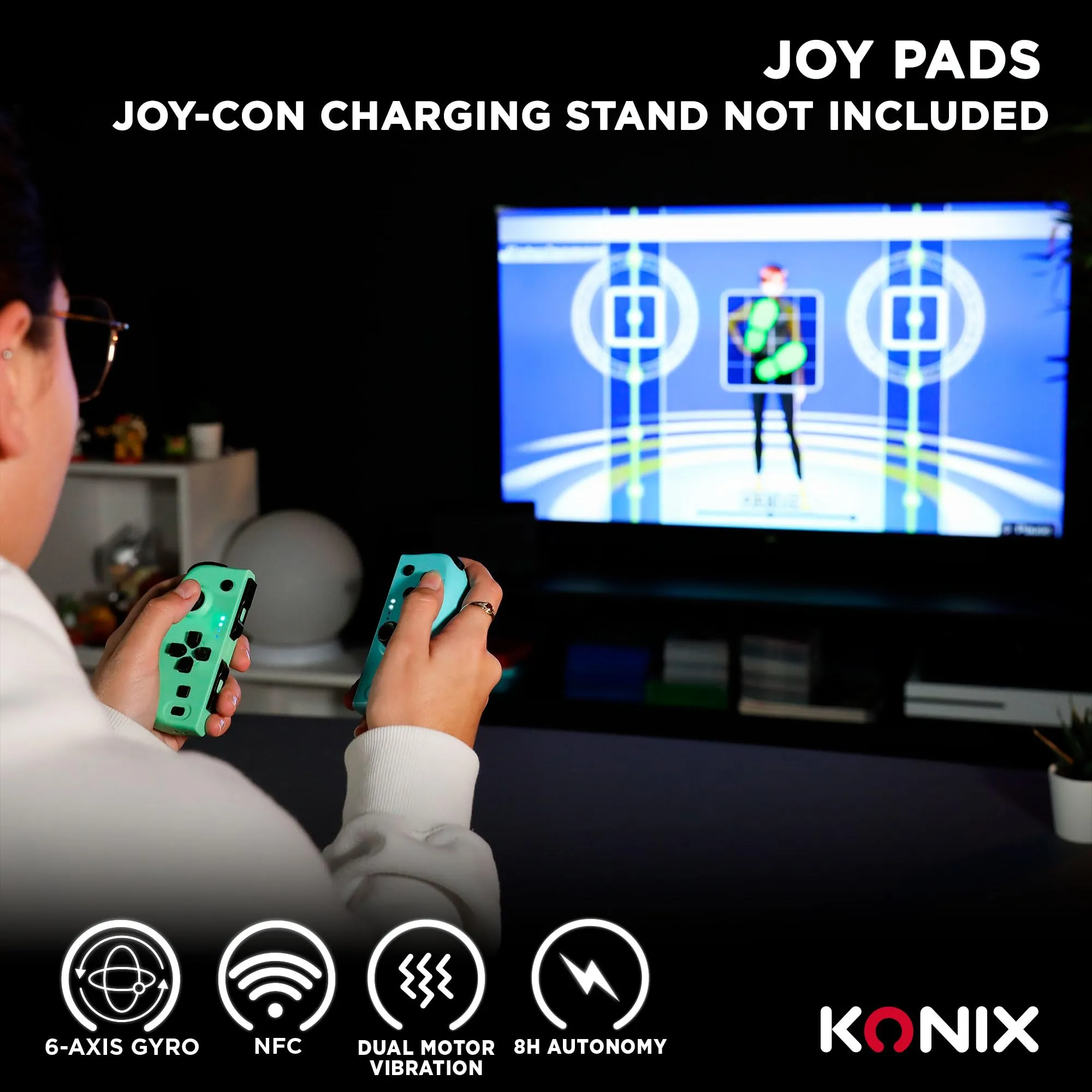 Konix Coppia di controller Joypad per Nintendo Switch e Switch OLED, Verde e blu - immagine 4