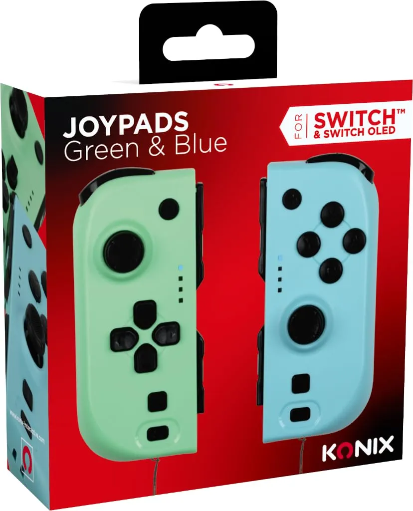 Konix Coppia di controller Joypad per Nintendo Switch e Switch OLED, Verde e blu - immagine 7