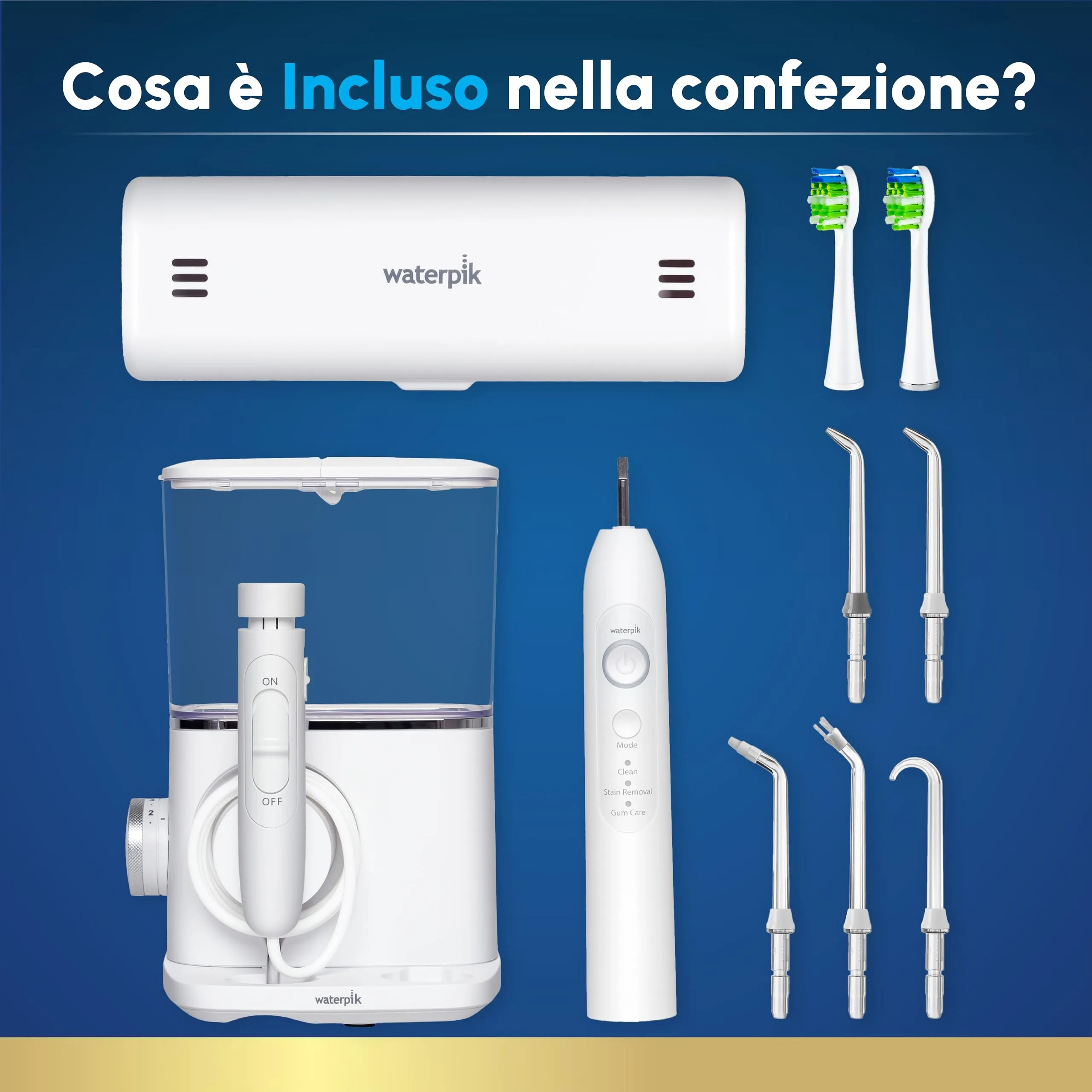 Waterpik Sensonic Complete Care Water Flosser and Electric Toothbrush Combo Set, CC-04, White - immagine 4