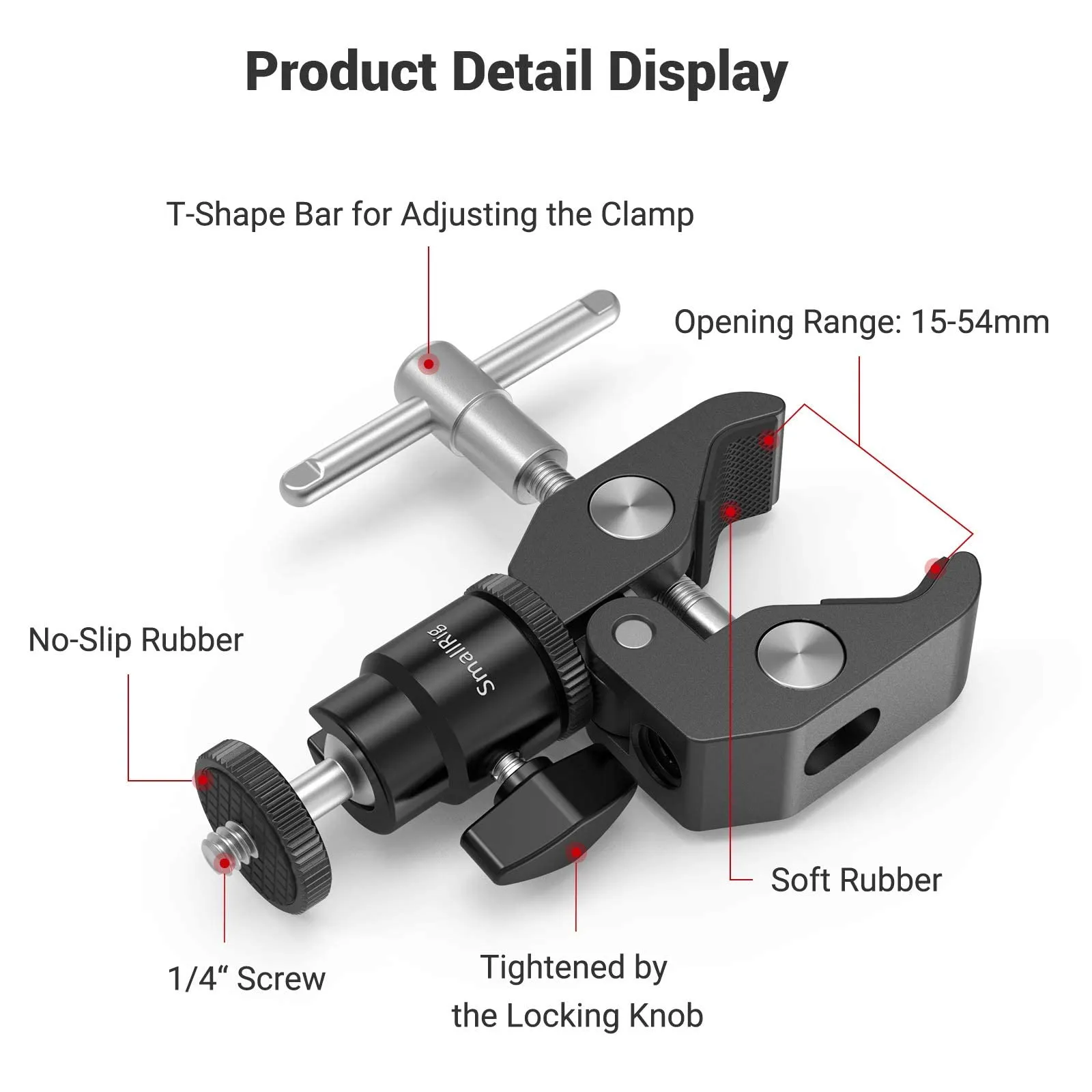 SmallRig Super Clamp Mount with Ball Head Adapter and Cold Shoe - 1124 - immagine 5