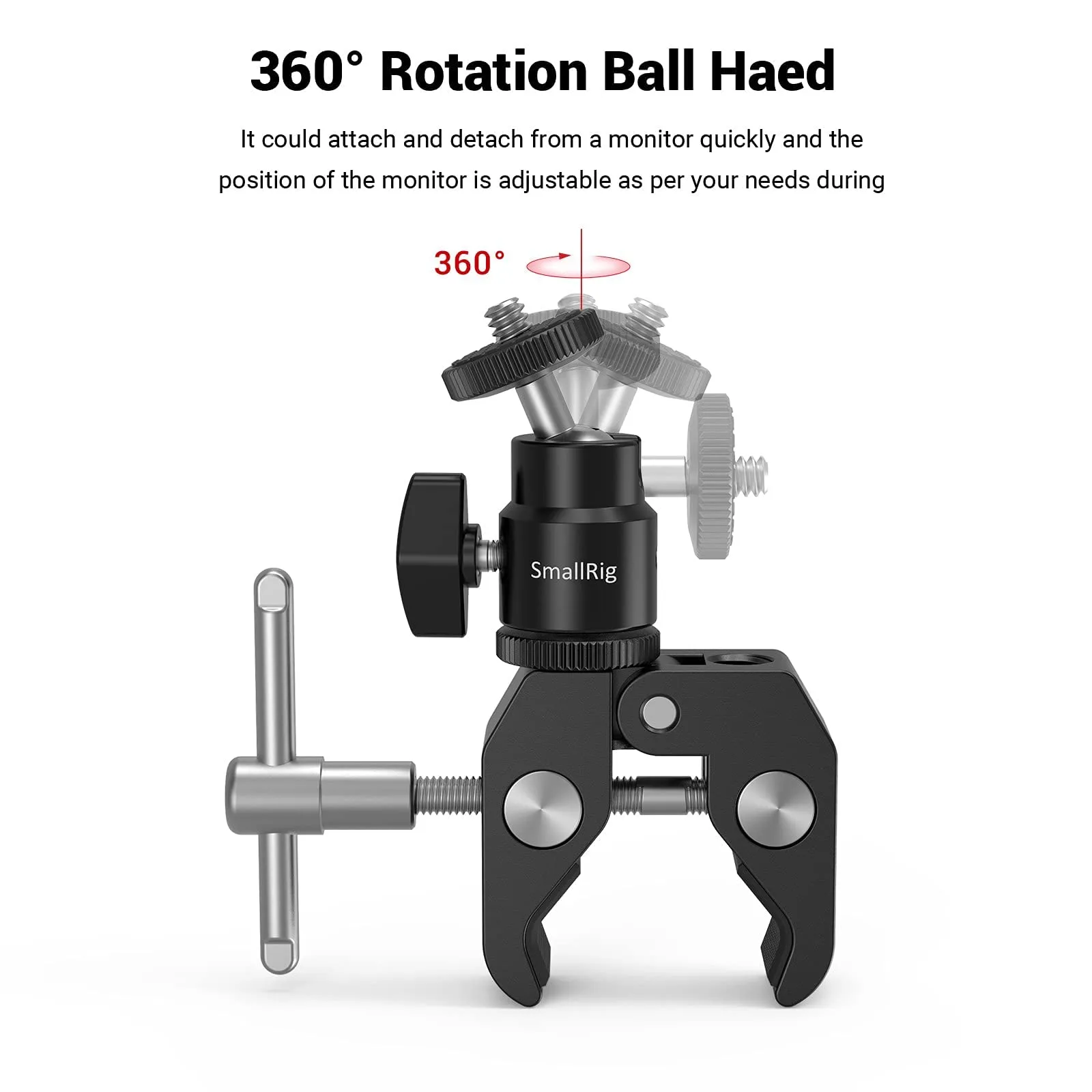 SmallRig Super Clamp Mount with Ball Head Adapter and Cold Shoe - 1124 - immagine 6