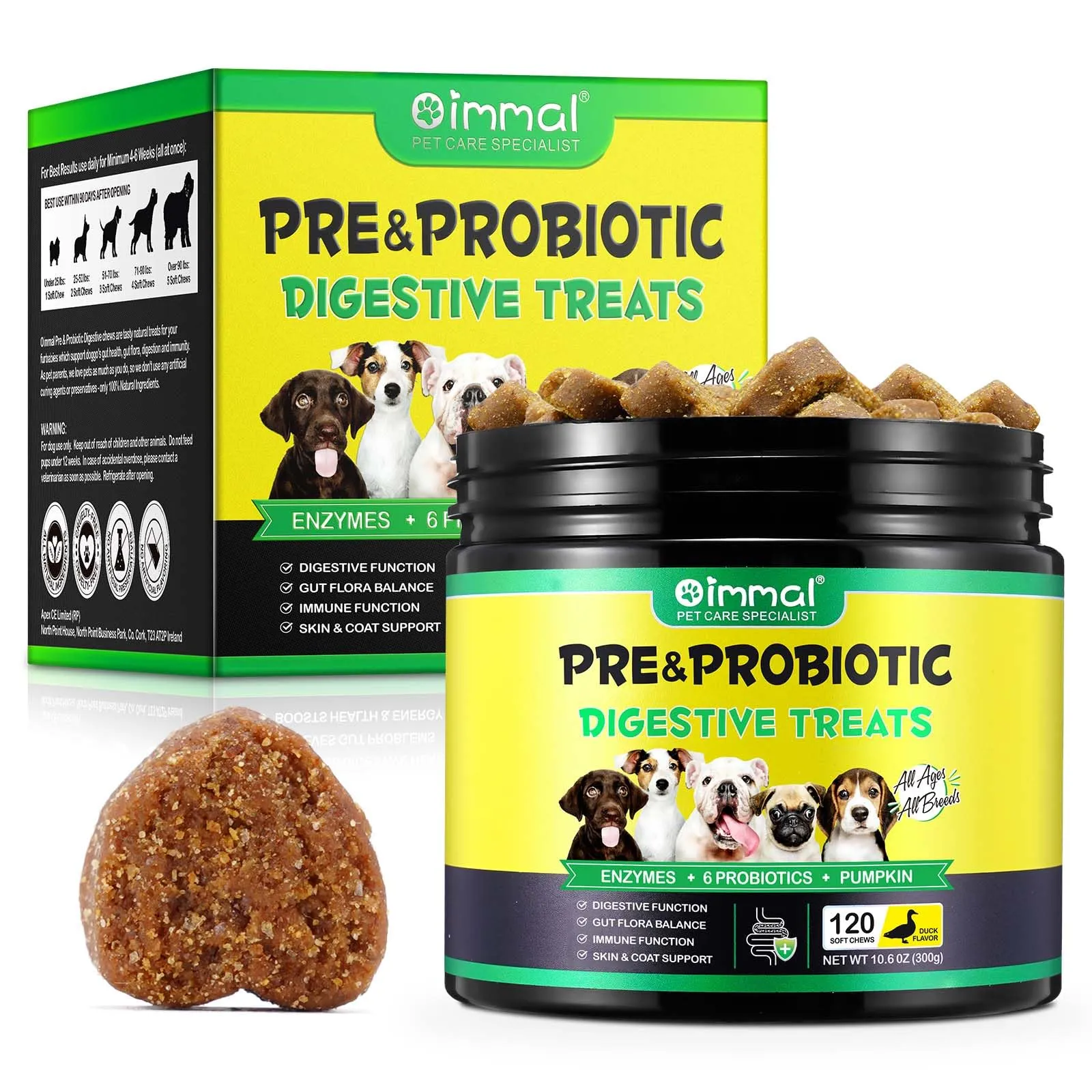 CiAIplw Probiotici per Cani, Integratore Digestivo con Enzimi e Prebiotici, Gusto Anatra, 120 Chews - immagine 1