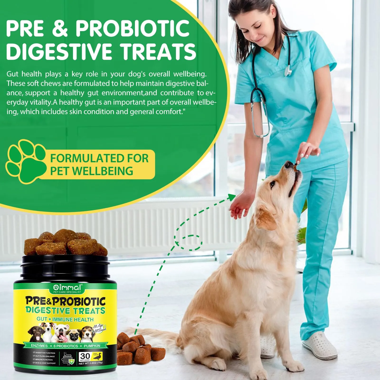 CiAIplw Probiotici per Cani, Integratore Digestivo con Enzimi e Prebiotici, Gusto Anatra, 120 Chews - immagine 7