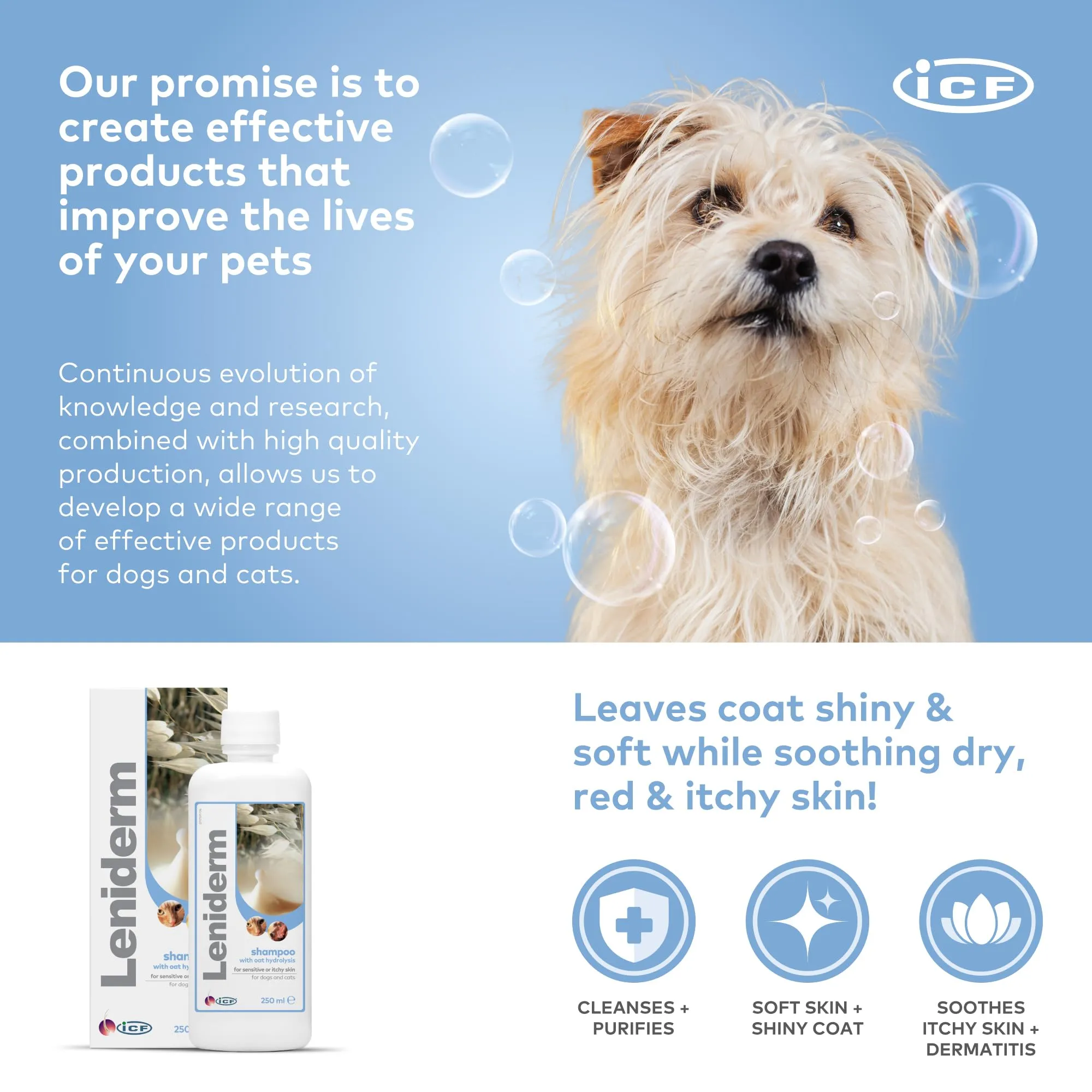 ICF Leniderm Shampoo per cani e gatti con infuso di avena, 250 ml - immagine 4
