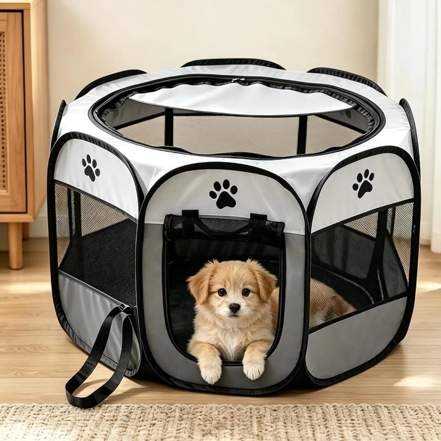 agctrler Recinto per Cani e Piccoli Animali, Gabbia in Tessuto Impermeabile e Rete Traspirante con Cerniera e Tasca Laterale, 73x73x43 cm, Nero - immagine 1