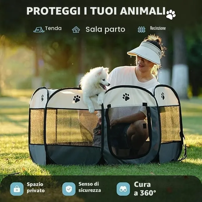 agctrler Recinto per Cani e Piccoli Animali, Gabbia in Tessuto Impermeabile e Rete Traspirante con Cerniera e Tasca Laterale, 73x73x43 cm, Nero - immagine 2