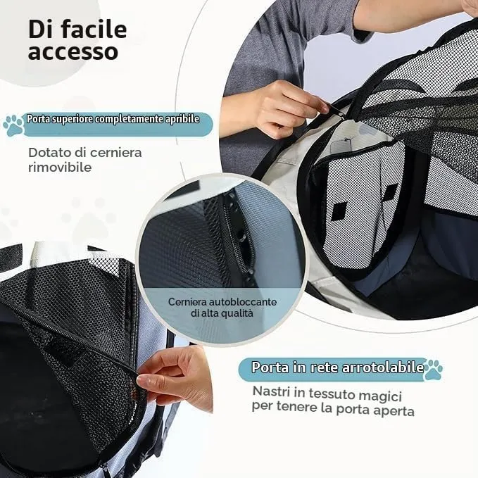 agctrler Recinto per Cani e Piccoli Animali, Gabbia in Tessuto Impermeabile e Rete Traspirante con Cerniera e Tasca Laterale, 73x73x43 cm, Nero - immagine 3