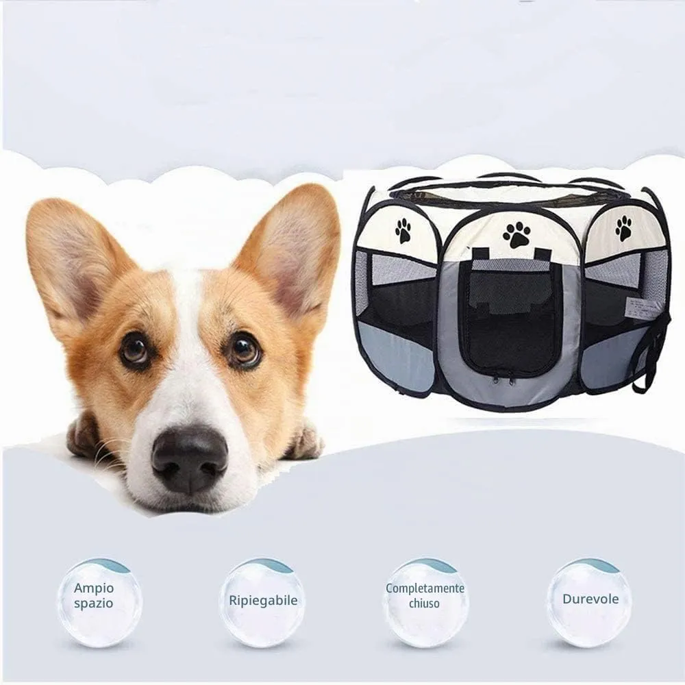 agctrler Recinto per Cani e Piccoli Animali, Gabbia in Tessuto Impermeabile e Rete Traspirante con Cerniera e Tasca Laterale, 73x73x43 cm, Nero - immagine 8