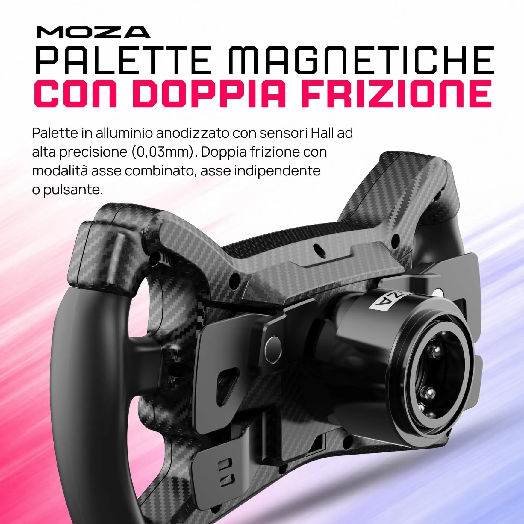 MOZA KS Volante Formula GT 300 mm per Simulatore di Guida PC, Fibra di Carbonio, Pulsanti RGB Programmabili, Palette Magnetiche Hall con Doppia Frizione, Rosa - immagine 4